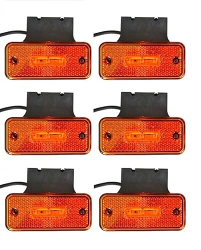 6x 12V Orange Bernstein 3LEDs Seitenmarkierungsleuchten Gummi Klammern für LKW Kipper Caravan Wohnmobil Bus von VNVIS