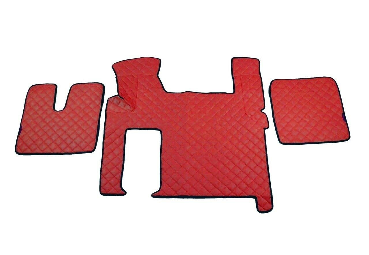 Fußmatten, Eco-Leder, kompatibel mit Man TGX 2010-18, automatisch, Rot von VNVIS