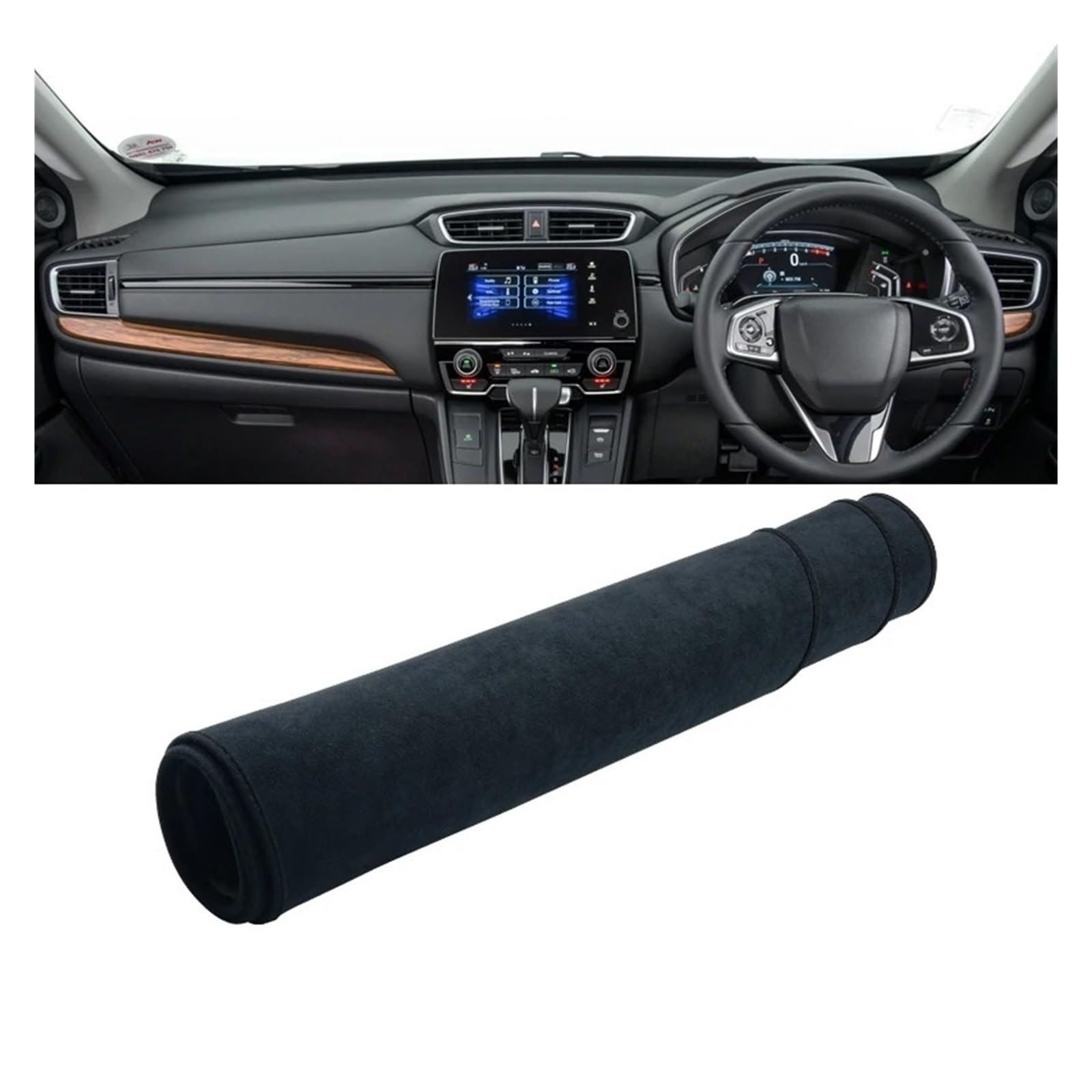 Car Dashboard Cover Für CR-V 2017-2022 Instrument Schreibtisch Sonnenschutz Matte Dash Nicht-Slip Pad Zubehör Sonnenschutz Dashboard Mats(RHD Black) von VOALVT