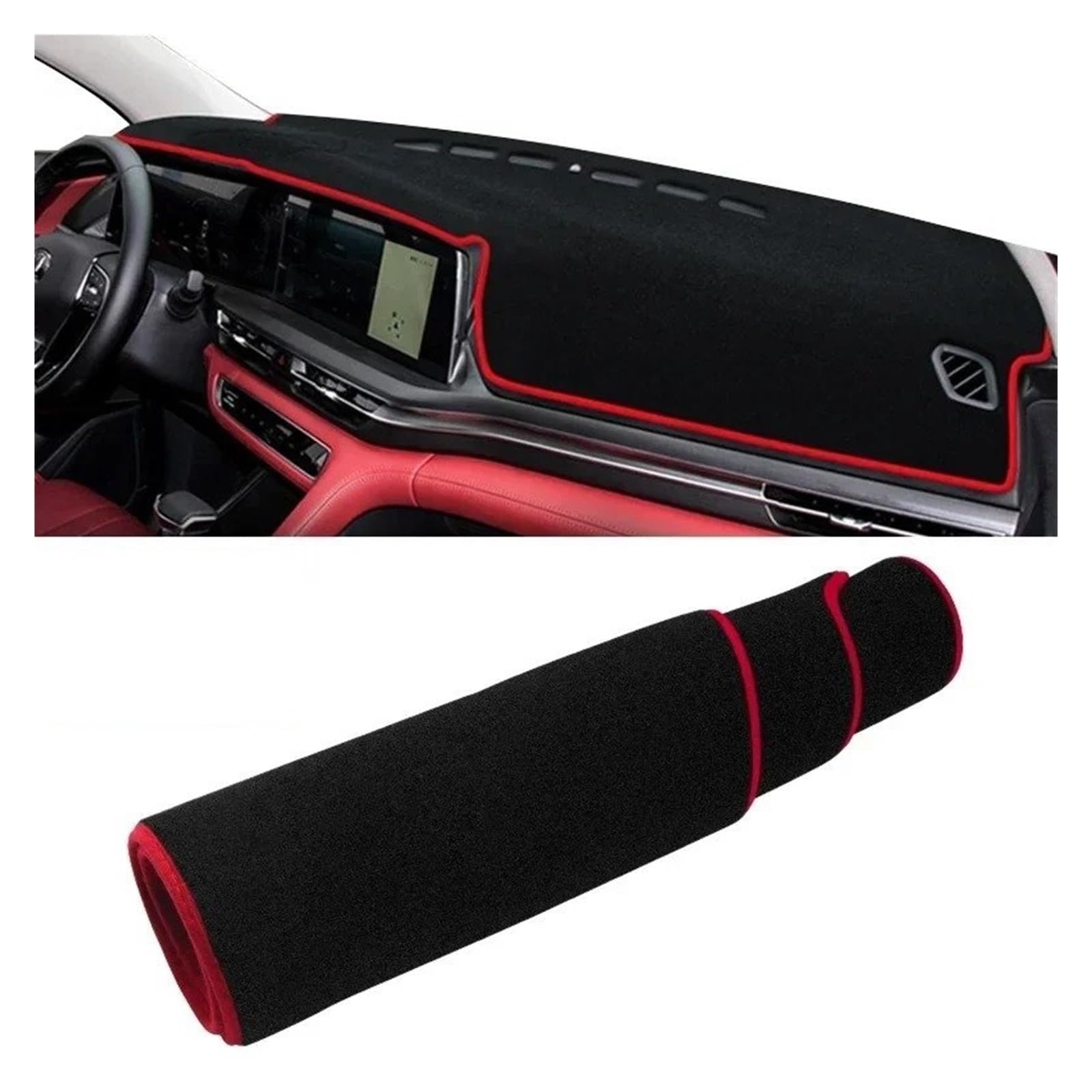 Car Dashboard Cover Für Changan CS75 Für Plus 2020-2022 Auto-Armaturenbrett-Abdeckung Armaturenbrett-Matte Sonnenschutz rutschfeste Unterlage Innenzubehör Sonnenschutz Dashboard Mats(A Red Side) von VOALVT