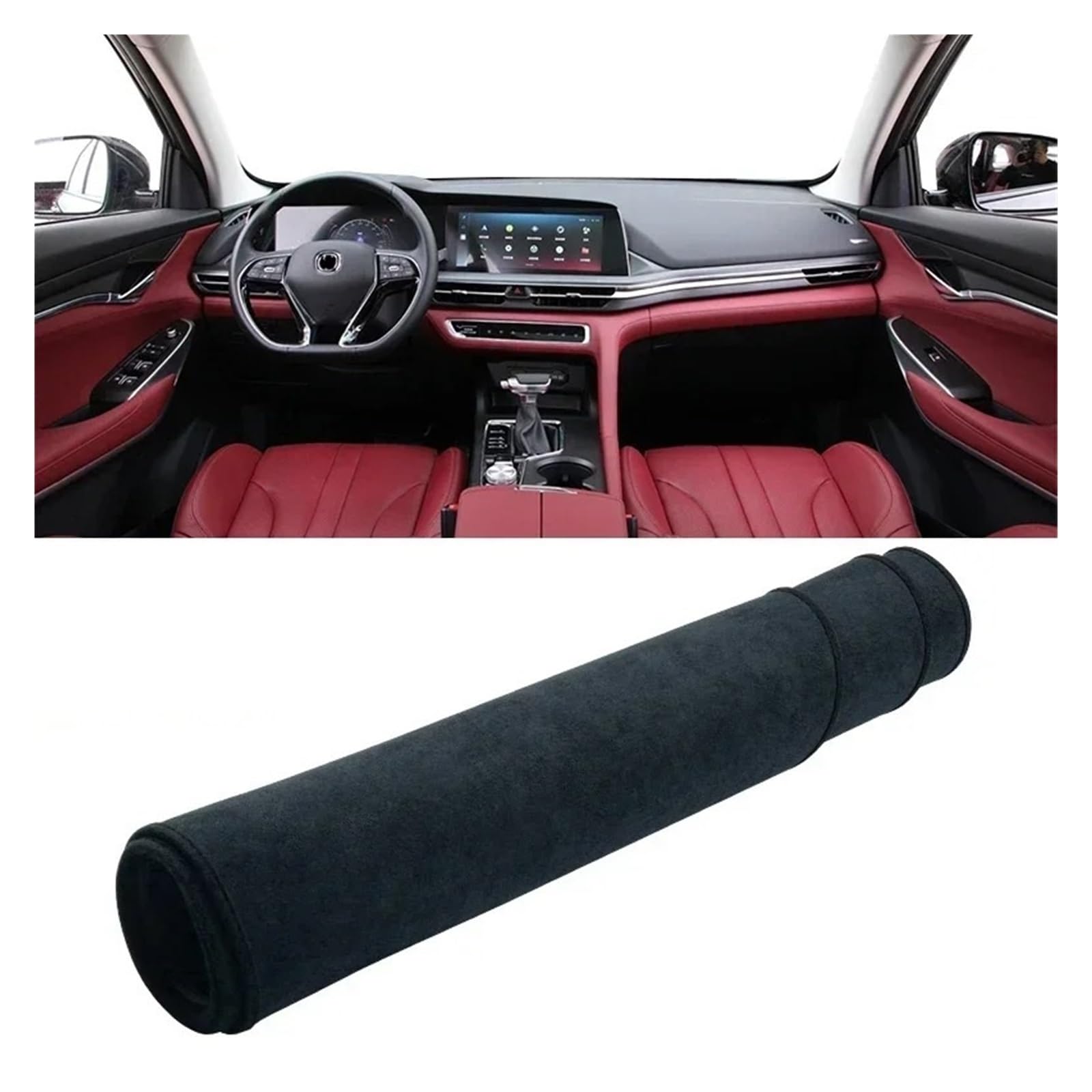 Car Dashboard Cover Für Changan CS75 Für Plus 2020-2022 Auto-Armaturenbrett-Abdeckung Armaturenbrett-Matte Sonnenschutz rutschfeste Unterlage Innenzubehör Sonnenschutz Dashboard Mats(B Black) von VOALVT