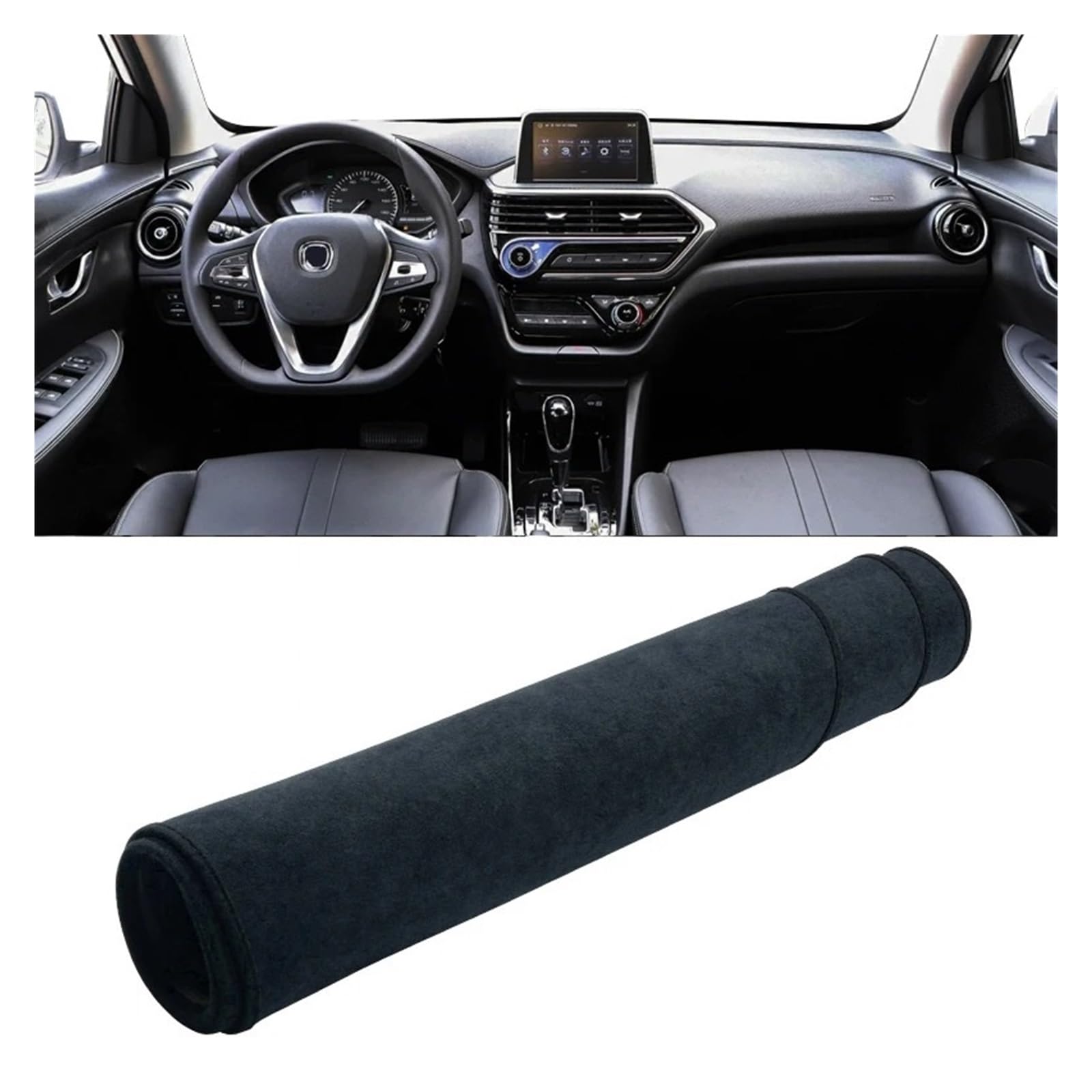 Car Dashboard Cover Für Changan Für Alsvin 2018-2023 Auto-Armaturenbrett-Abdeckung Instrument Schreibtisch Sonnenschutz Rutschfestes Pad Zubehör Sonnenschutz Dashboard Mats(B Black) von VOALVT