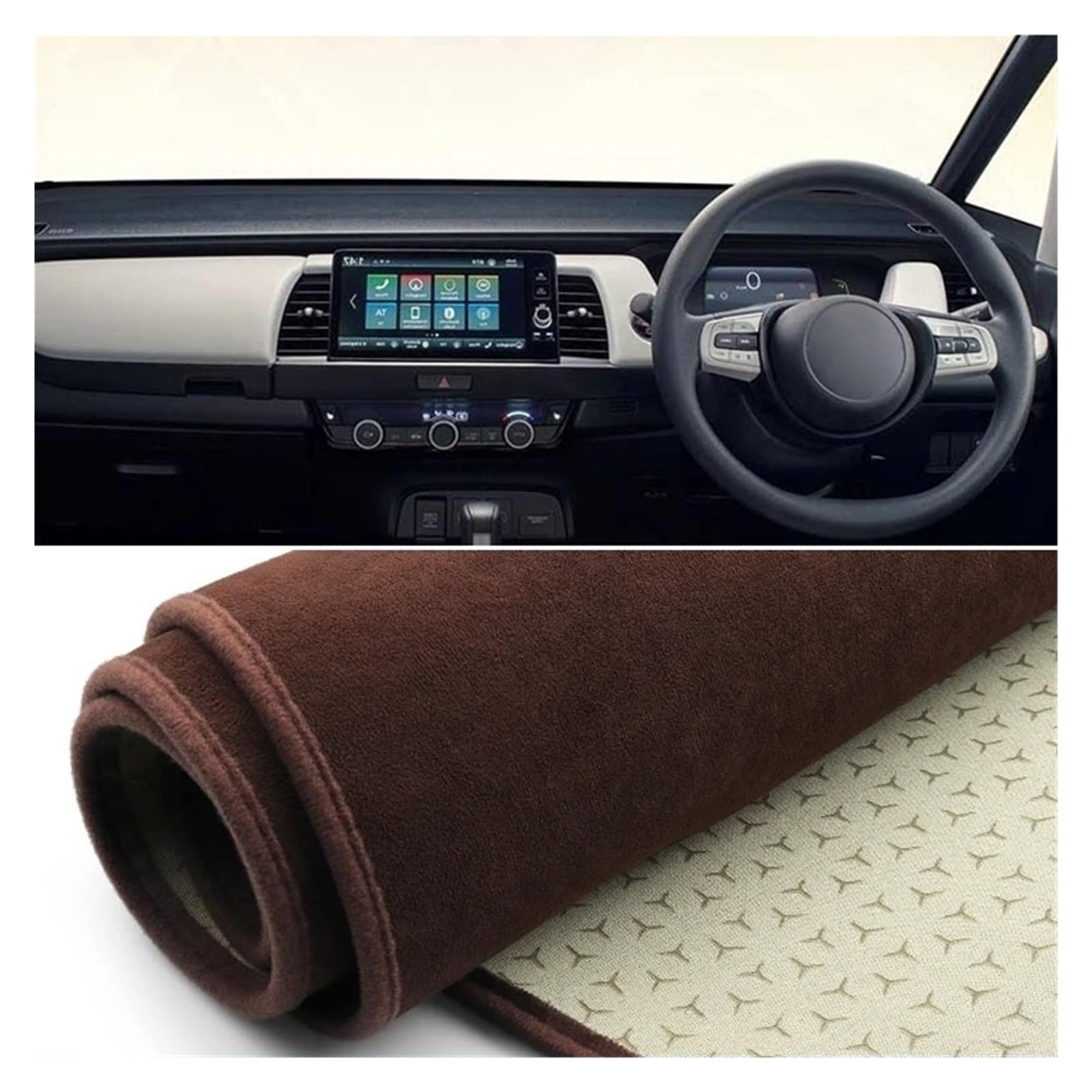 Car Dashboard Cover Für Fit Für Jazz GR GS 2020-2023 Auto-Armaturenbrett-Abdeckungsmatte rutschfeste Unterlage Instrumententafel-Teppiche-Schutz Sonnenschutz Dashboard Mats(B RHD Brown) von VOALVT