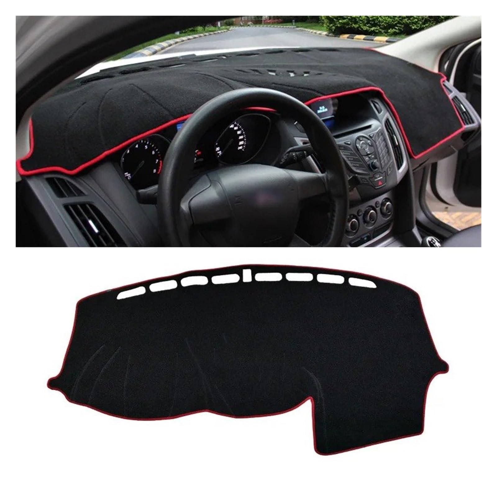 Car Dashboard Cover Für Ford Für Focus 3 MK3 2012-2018 Auto-Armaturenbrett-Abdeckung Mattenunterlage Instrumentenplattform Schreibtischteppiche Zubehör Sonnenschutz Dashboard Mats(Red Side) von VOALVT