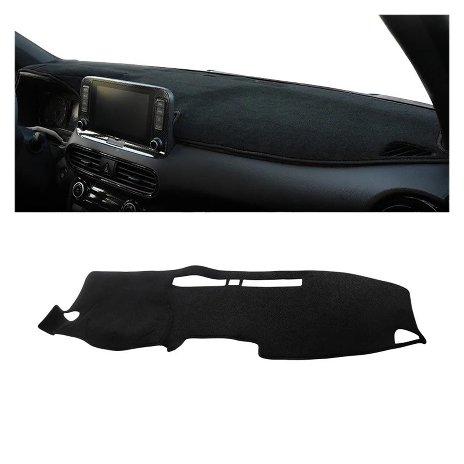 Car Dashboard Cover Für Hyundai Für Kona EV 2017-2022 Auto-Armaturenbrett-Abdeckung Vermeiden Sie Licht Anti-UV-Rutsch-Mattenschutz Sonnenschutz Dashboard Mats(A LHD Black Side) von VOALVT