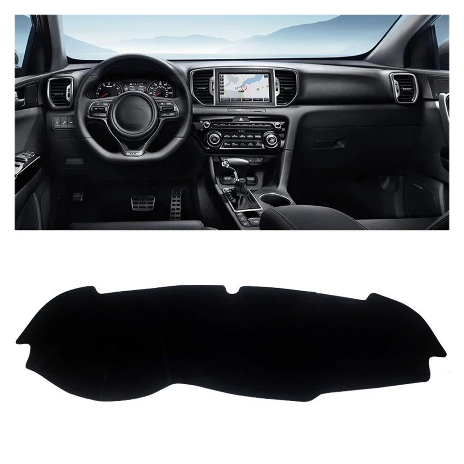 Car Dashboard Cover Für Kia Für Sportage 2016-2021 Auto-Armaturenbrett Vermeiden Lichtmatte Instrumentenplattform-Abdeckung Teppiche Sonnenschutz Dashboard Mats(LHD Black Side) von VOALVT