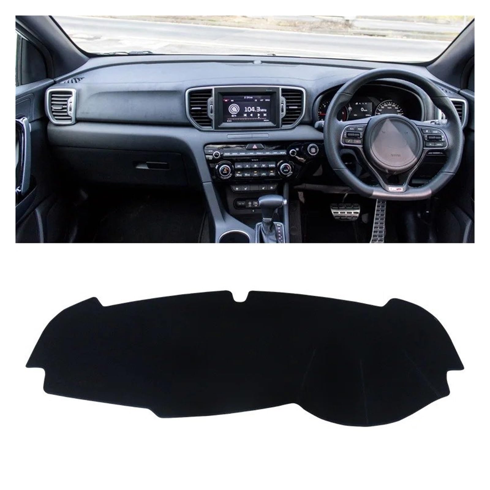 Car Dashboard Cover Für Kia Für Sportage 2016-2021 Auto-Armaturenbrett Vermeiden Lichtmatte Instrumentenplattform-Abdeckung Teppiche Sonnenschutz Dashboard Mats(RHD Black Side) von VOALVT