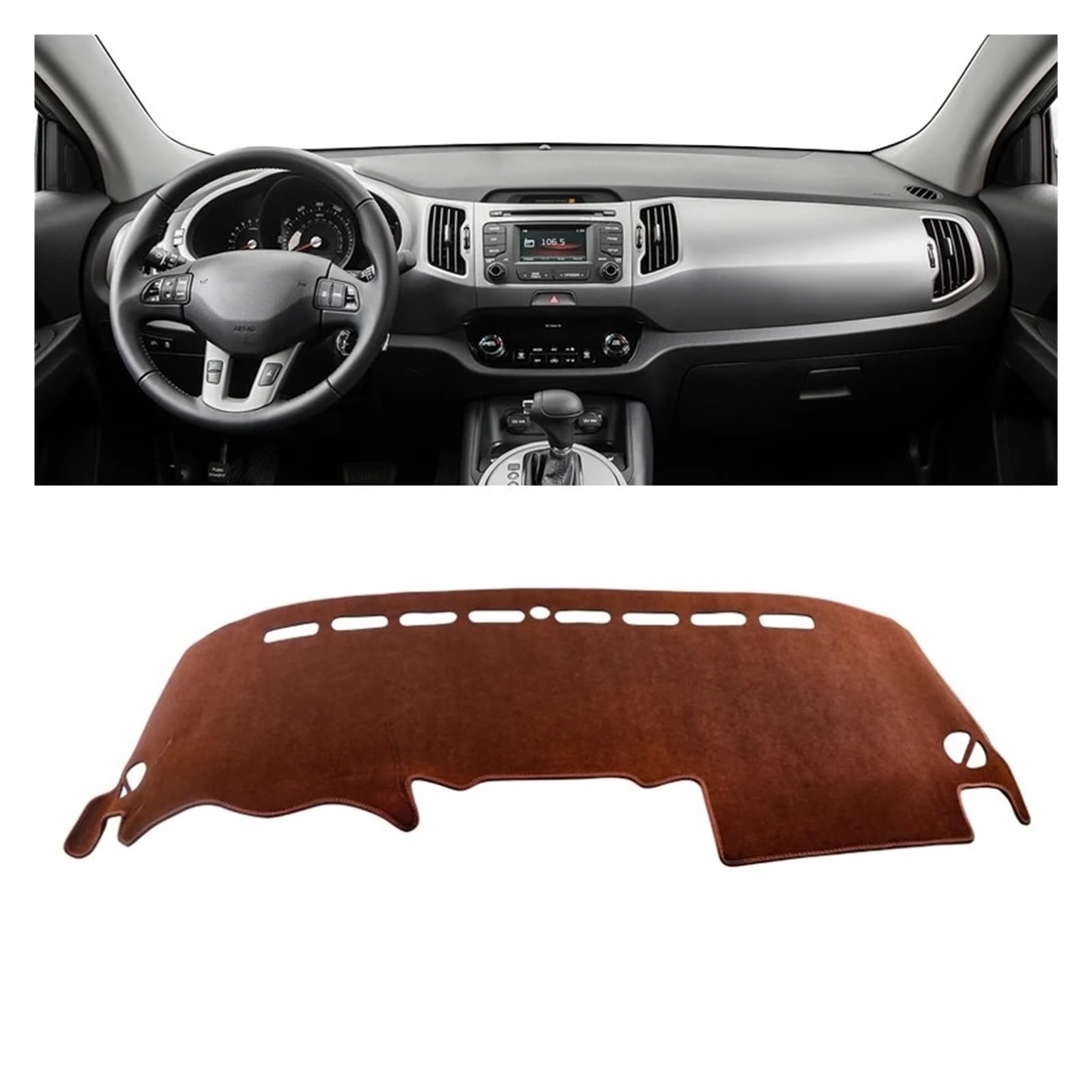 Car Dashboard Cover Für Kia Für Sportage 3 R 2011-2015 Auto-Armaturenbrett-Abdeckungsmatte Anti-UV-Rutsch-Pad Instrumententafel-Teppichzubehör Sonnenschutz Dashboard Mats(B Brown LHD) von VOALVT