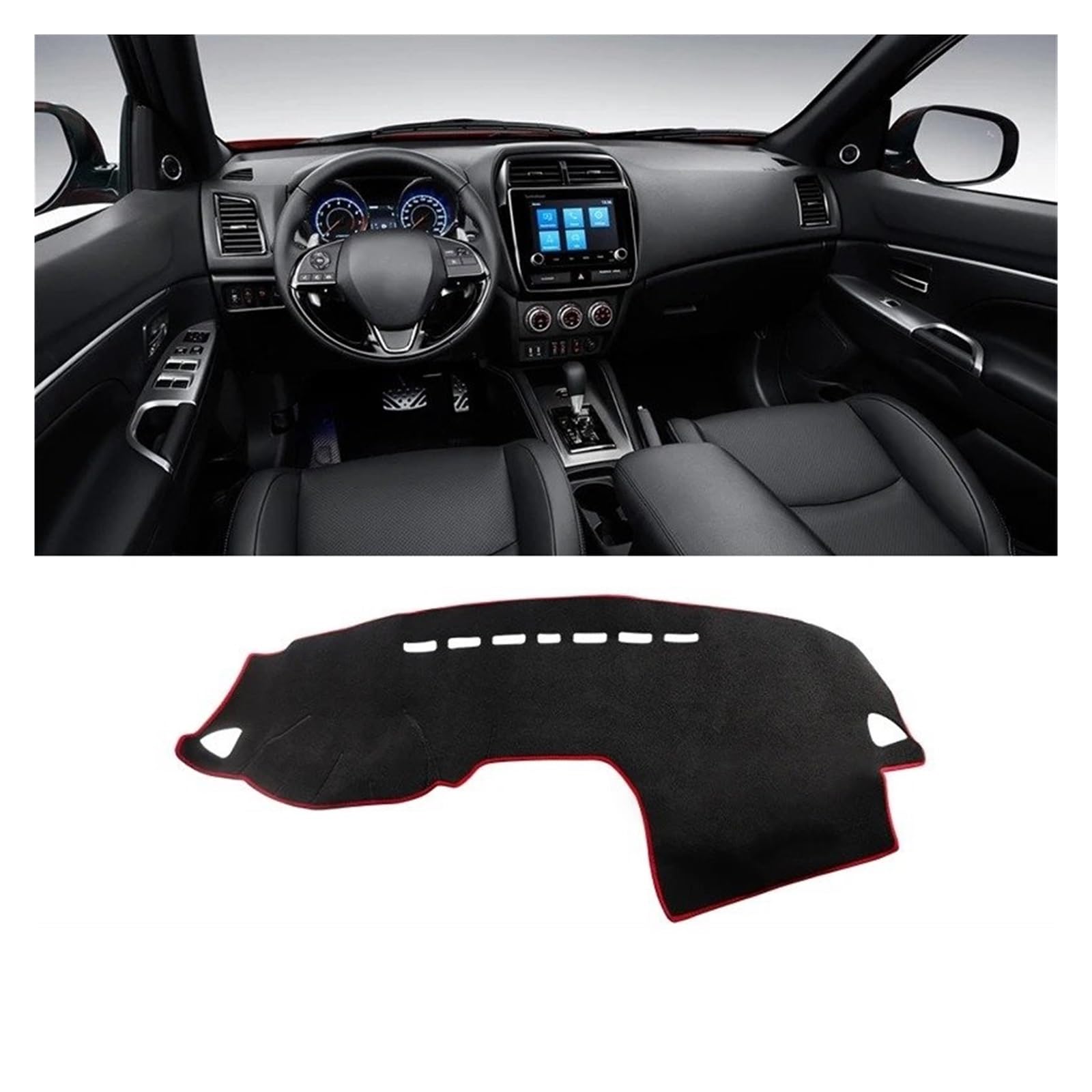 Car Dashboard Cover Für Mitsubishi Für ASX Für RVR 2010-2022 Auto-Armaturenbrettmatte Sonnenschutzabdeckung Zubehör Sonnenschutz Dashboard Mats(A LHD Red Side) von VOALVT