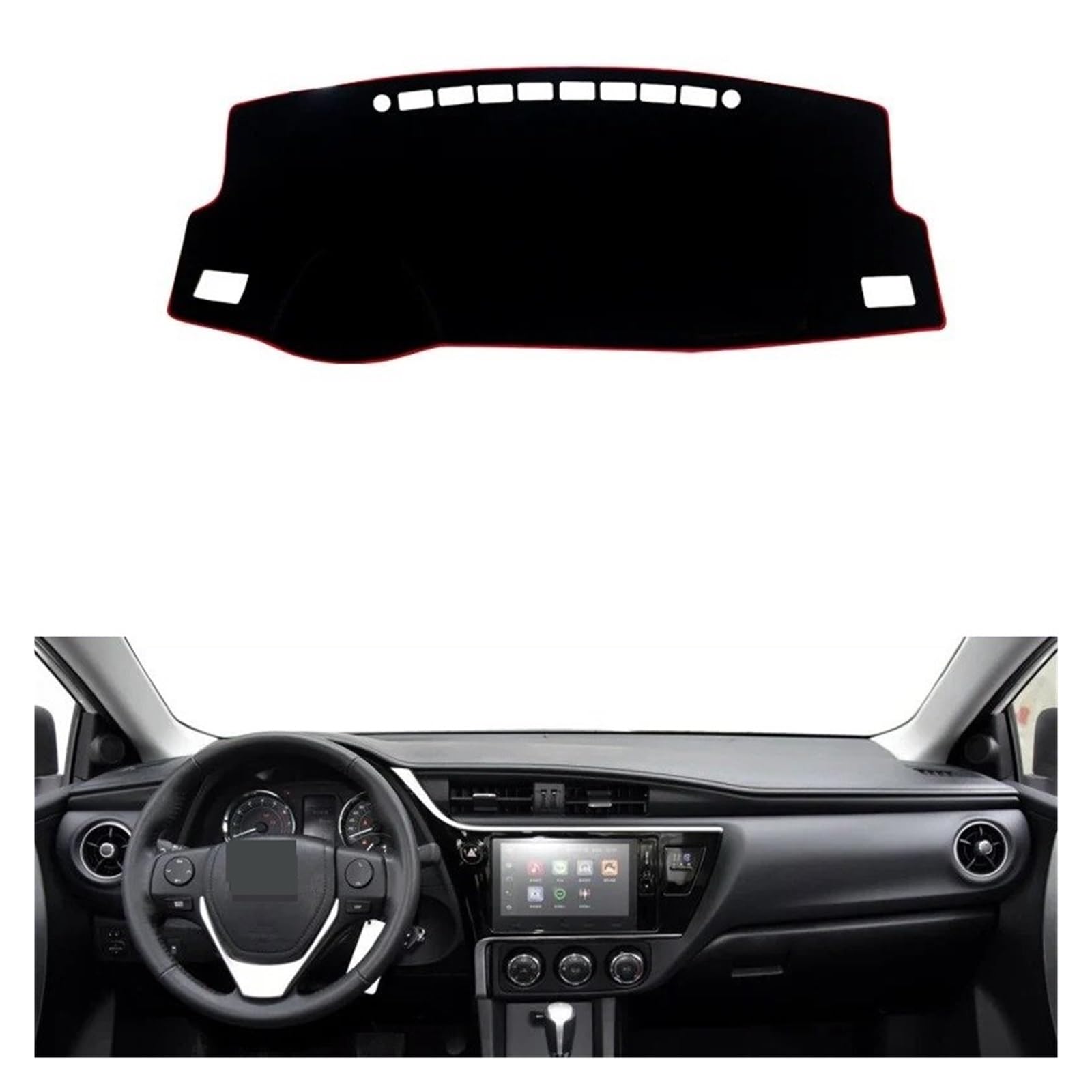 Car Dashboard Cover Für Toyota Für Corolla 2014-2018 Auto-Armaturenbrett Vermeiden Sie Lichtmatte Instrumentenplattformabdeckung Teppiche Zubehör Sonnenschutz Dashboard Mats(LHD Red Side) von VOALVT