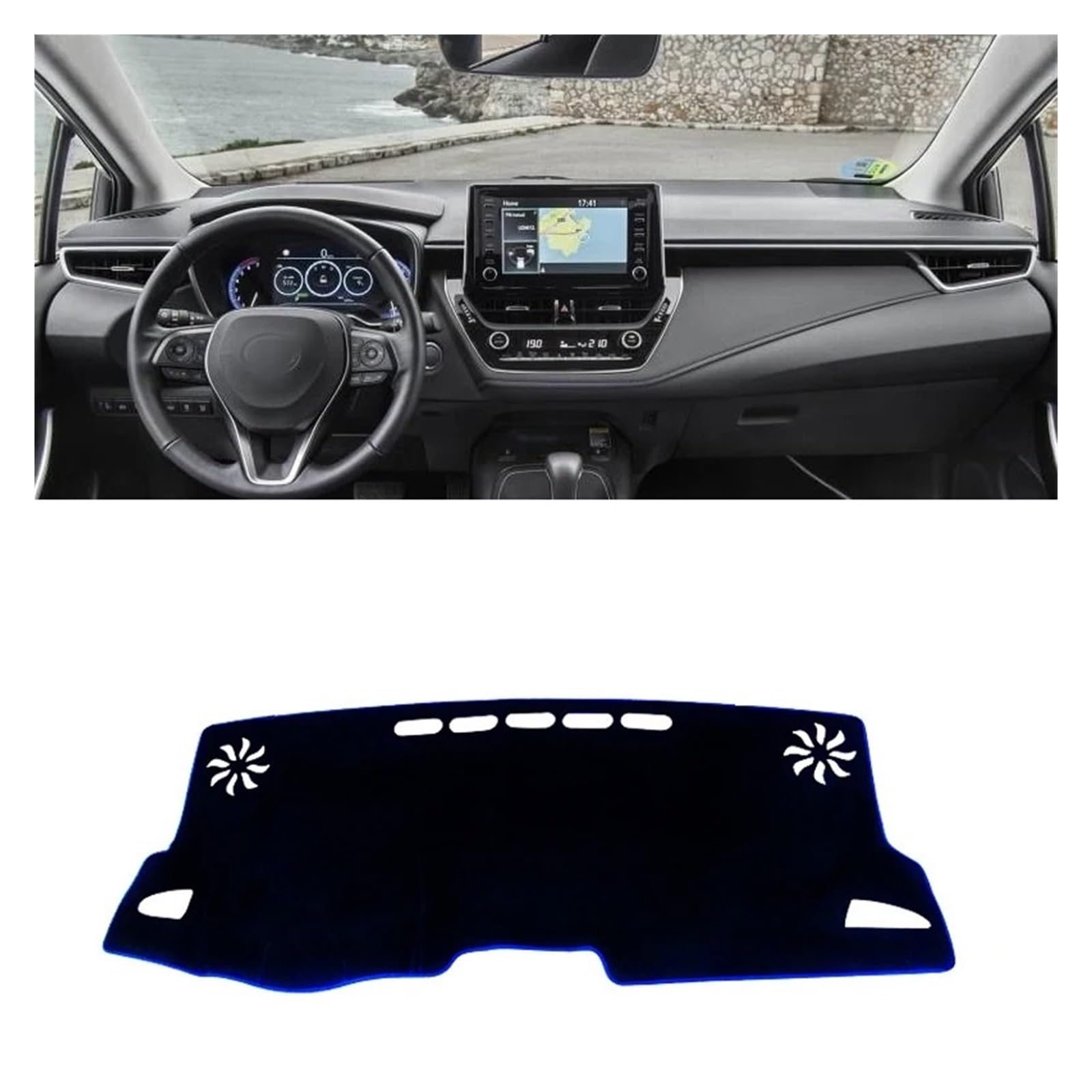 Car Dashboard Cover Für Toyota Für Corolla E210 2019-2024 Hybrid Auto Dashboard Abdeckung Dash Matte Sonnenschutz Pad Zubehör Sonnenschutz Dashboard Mats(A LHD Blue Side) von VOALVT