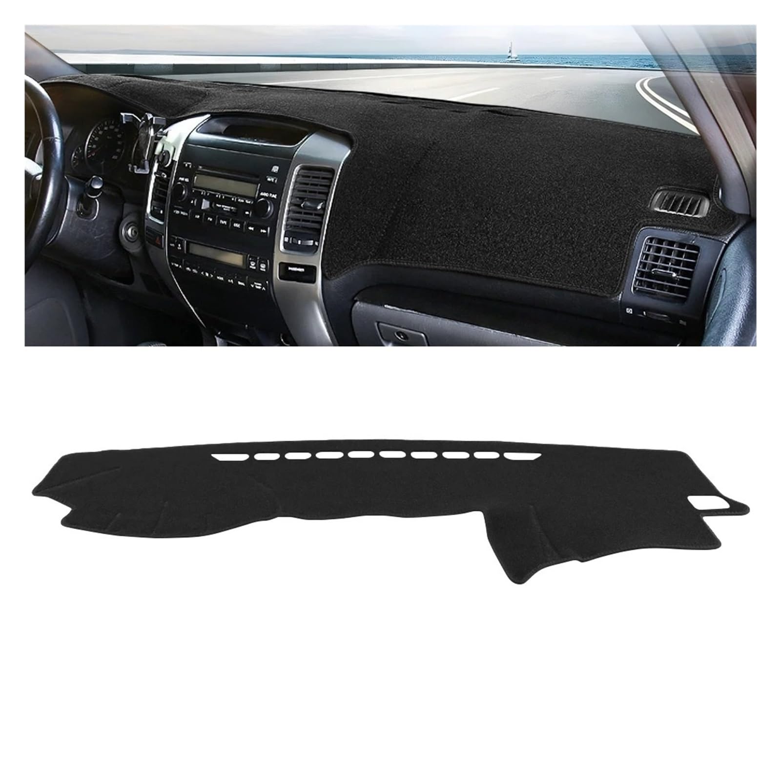 Car Dashboard Cover Für Toyota Für Land Für Cruiser Für Prado 120 2003-2009 Auto-Armaturenbrett-Abdeckung Vermeiden Sie Lichtpad Anti-UV-Teppiche Sonnenschutz Dashboard Mats(A Black Side LHD) von VOALVT