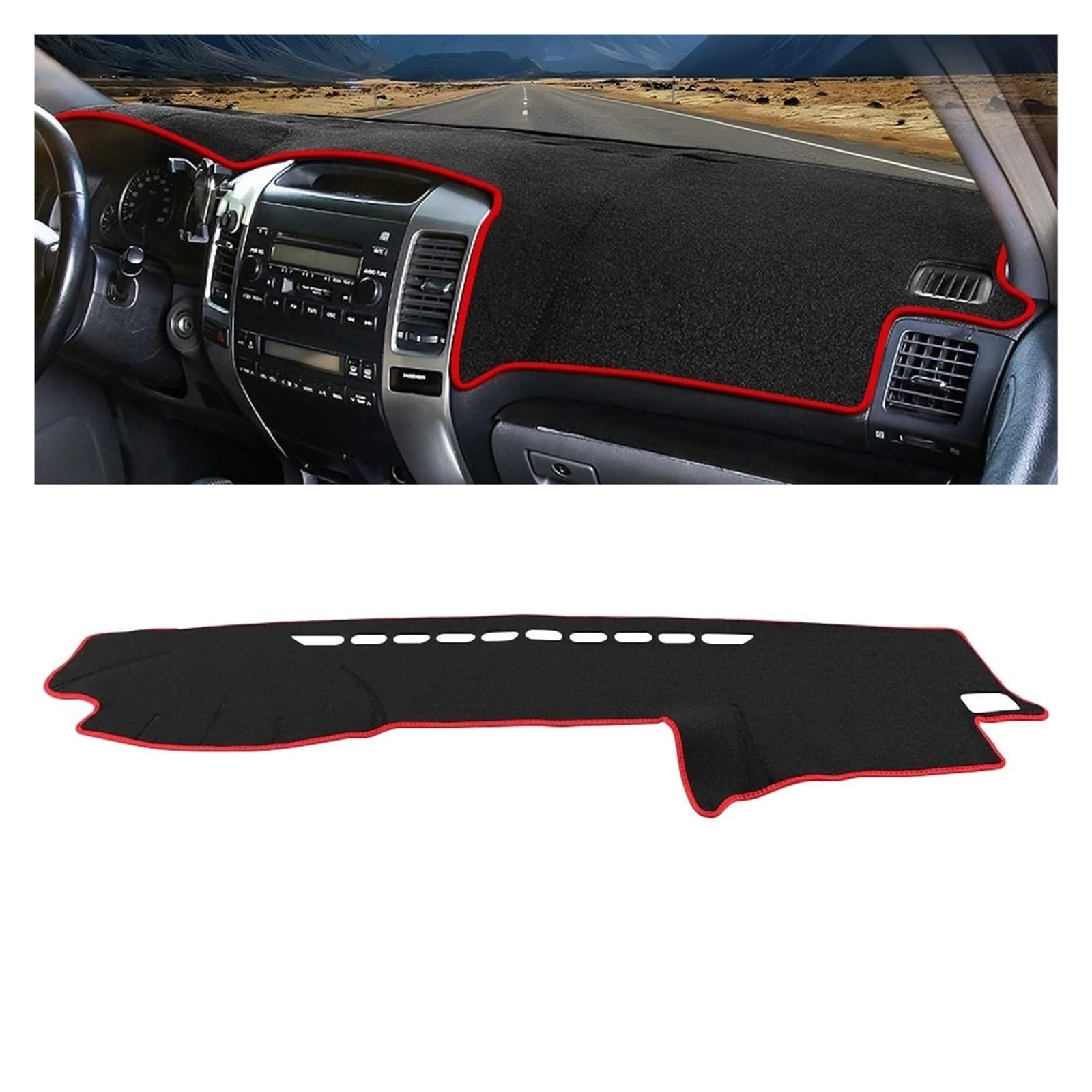 Car Dashboard Cover Für Toyota Für Land Für Cruiser Für Prado 120 2003-2009 Auto-Armaturenbrett-Abdeckung Vermeiden Sie Lichtpad Anti-UV-Teppiche Sonnenschutz Dashboard Mats(A Red Side LHD) von VOALVT