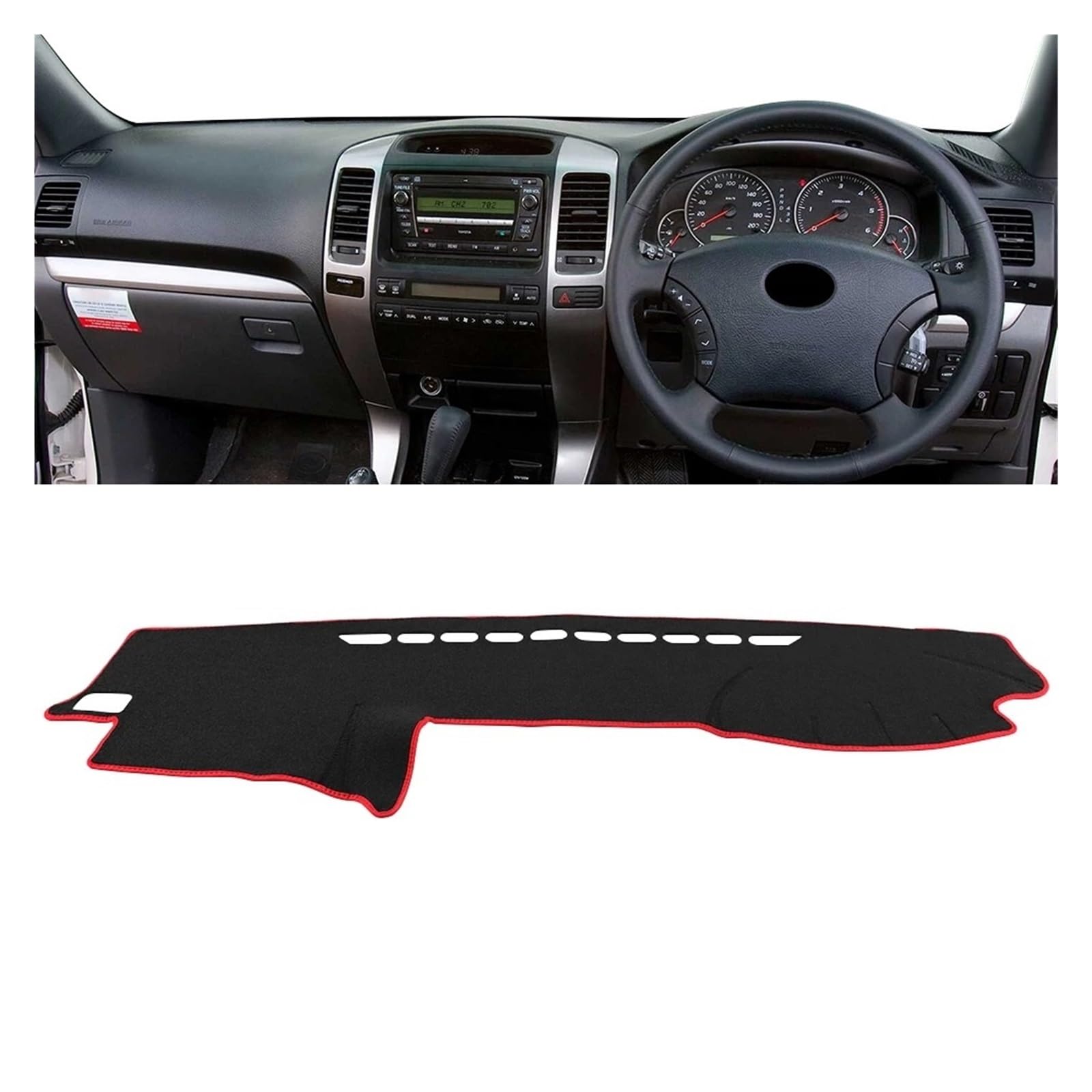 Car Dashboard Cover Für Toyota Für Land Für Cruiser Für Prado 120 2003-2009 Auto-Armaturenbrett-Abdeckung Vermeiden Sie Lichtpad Anti-UV-Teppiche Sonnenschutz Dashboard Mats(A Red Side RHD) von VOALVT