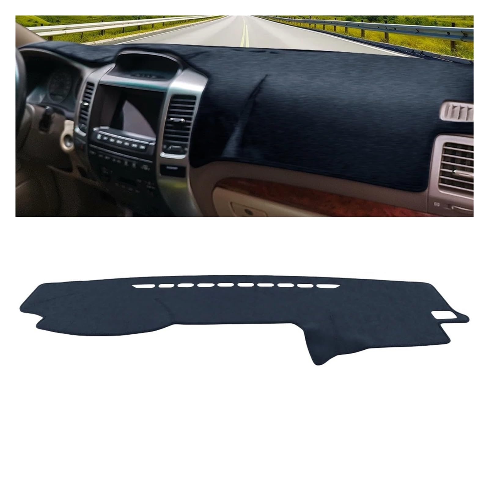 Car Dashboard Cover Für Toyota Für Land Für Cruiser Für Prado 120 2003-2009 Auto-Armaturenbrett-Abdeckung Vermeiden Sie Lichtpad Anti-UV-Teppiche Sonnenschutz Dashboard Mats(B Black LHD) von VOALVT