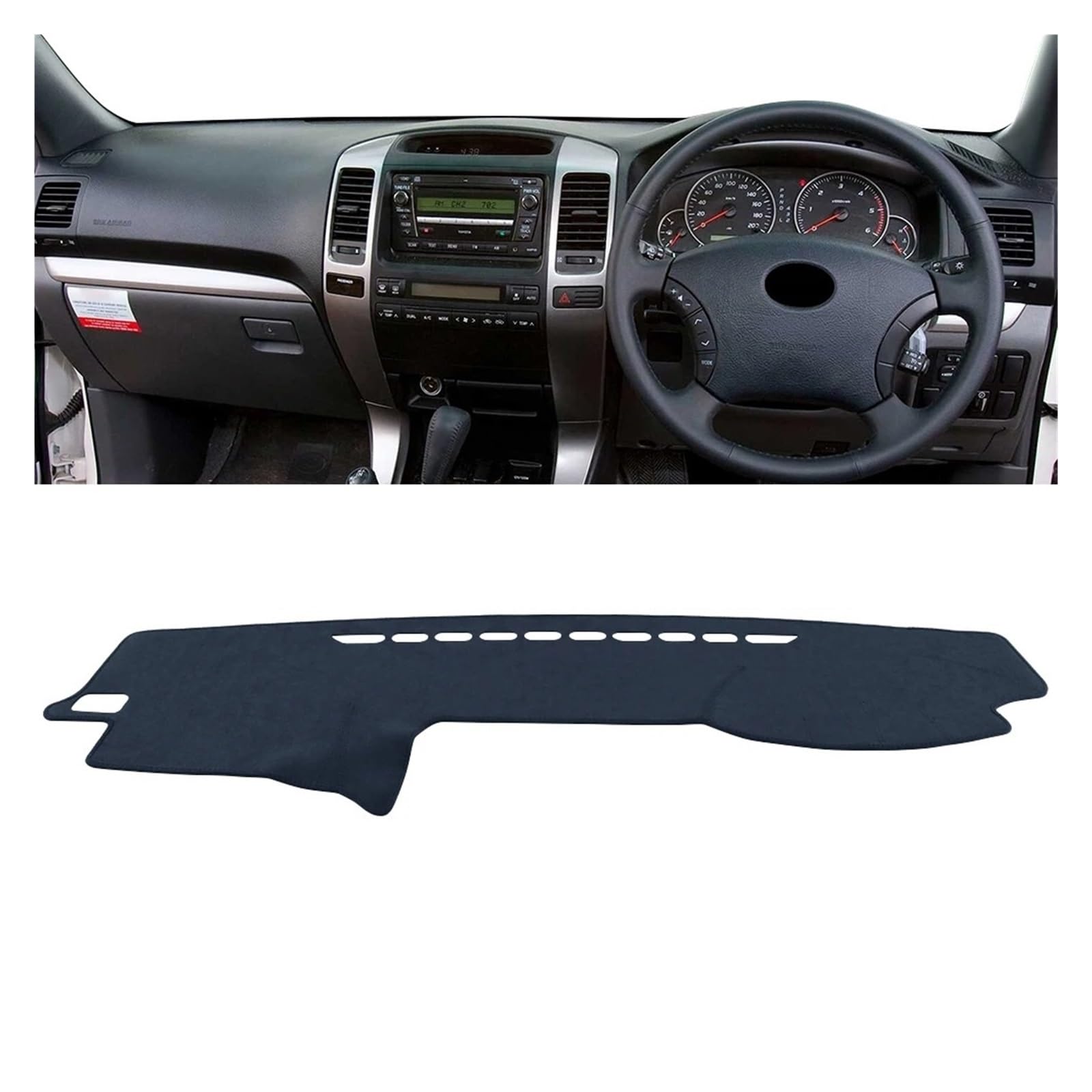 Car Dashboard Cover Für Toyota Für Land Für Cruiser Für Prado 120 2003-2009 Auto-Armaturenbrett-Abdeckung Vermeiden Sie Lichtpad Anti-UV-Teppiche Sonnenschutz Dashboard Mats(B Black RHD) von VOALVT