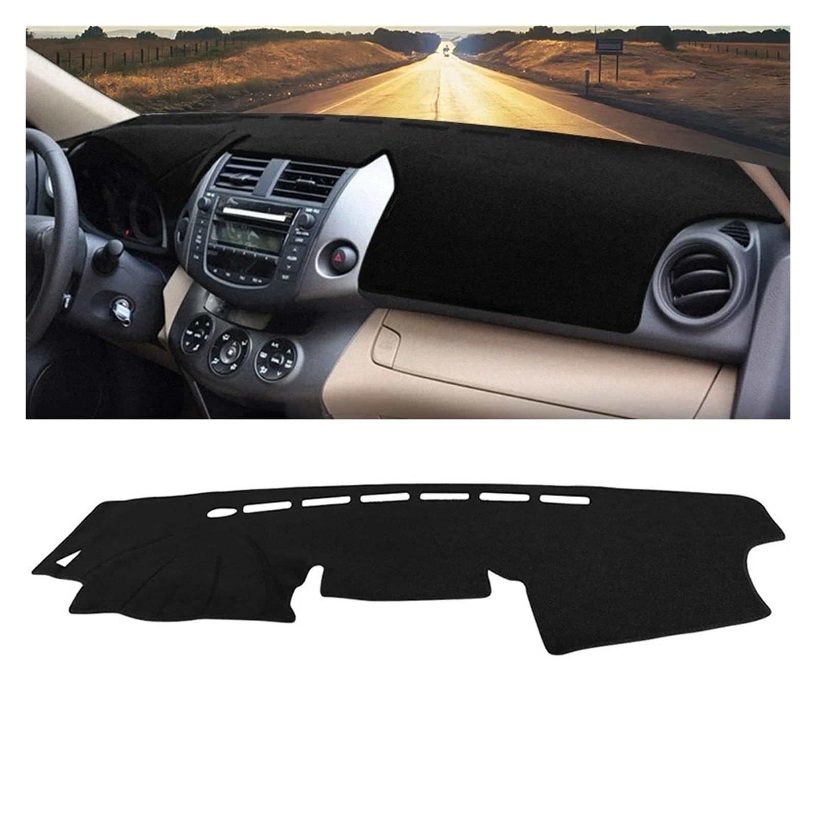 Car Dashboard Cover Für Toyota Für RAV4 XA30 2006-2012 Auto-Armaturenbrett Vermeiden Sie Lichtabdeckung Anti-UV-Mattenauflage rutschfeste Teppiche Sonnenschutz Dashboard Mats(Black Side) von VOALVT