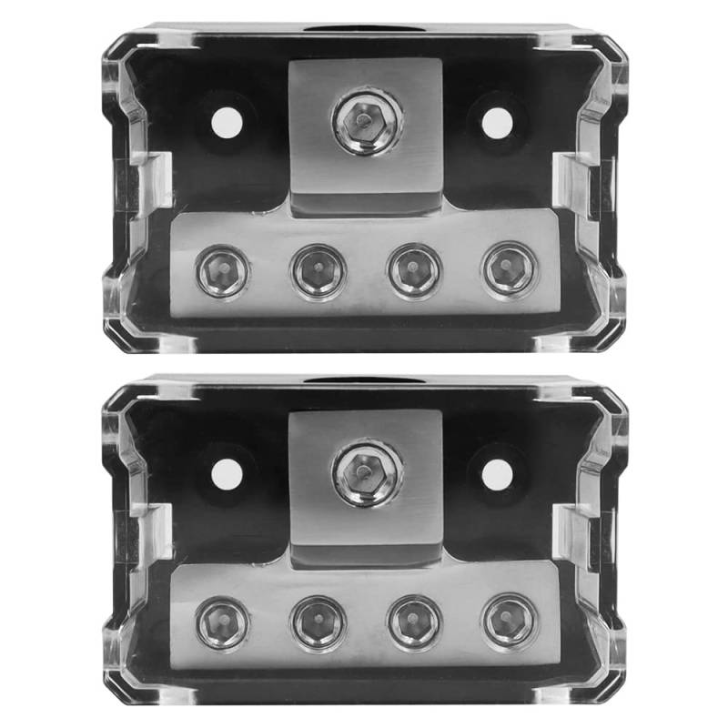 VOANZO Stromverteilerblock 4-Wege 0 2 4 AWG Gauge in 4 8 10 Gauge Out Car Audio Stereo Amp Distribution Verbindungsblock für Car Audio Splitter (2 Stück) von VOANZO