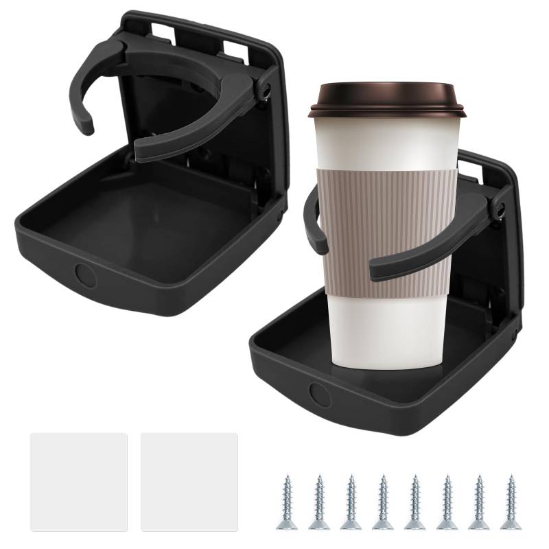 VOBOR 2 Stück Getränkehalter Auto,Flaschenhalter Auto mit Schrauben Und Bändern,Kaffee,softdrinks,Bier Getränkehalter Klappbar für Wohnmobil,Boot,Auto,LKW von VOBOR