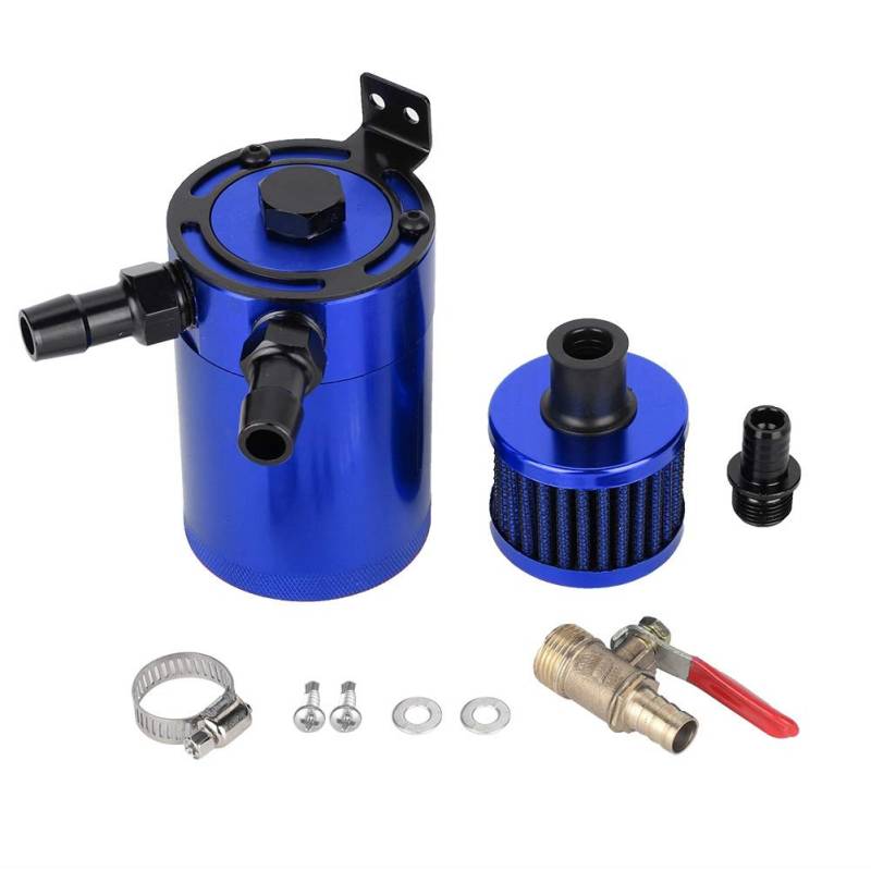 VOBOR Universal-Aluminiumbehälter-Öltankbehälter-Auffangdose mit 2-Port-Zubehörsatz(Blau) von VOBOR