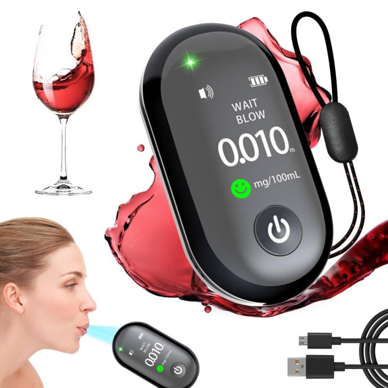 Alkoholtester, Alkoholtester Polizeigenau, Alkoholtester mit Digitaler LCD -Anzeige Professioneller Accuracy Breathalyzer, Tragbarer Alkoholmessgerät Kein Blasrohr, für Privaten Gebrauch zu Hause von VOHESEA