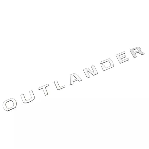 Auto Emblem Aufkleber für Mitsubishi Outlander 2021-2023, Buchstaben Emblem Aufkleber, Auto Body Abzeichen Sticker, Logo Abzeichen Styling Dekorationsaufkleber Zubehör,B Silver von VOLBOZ
