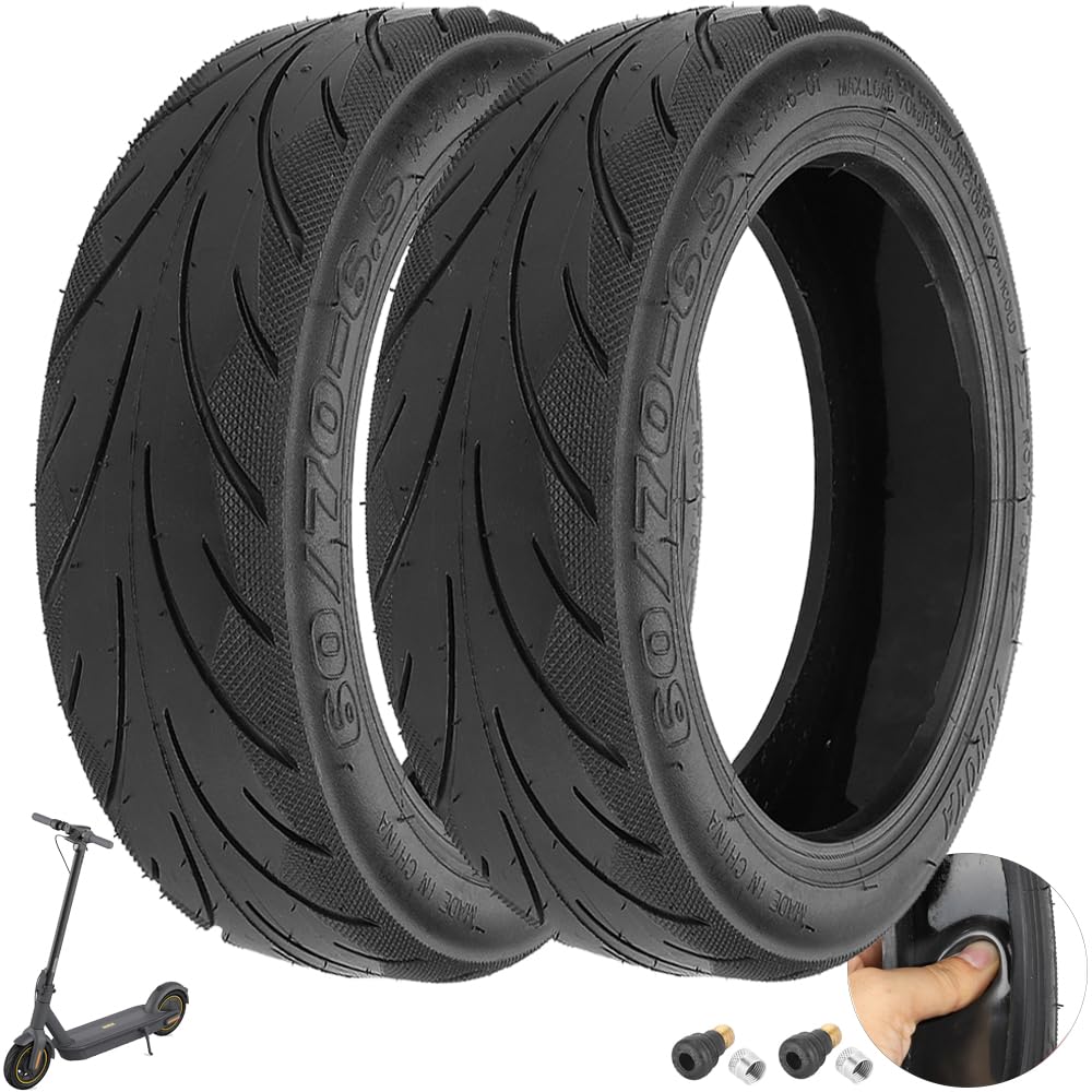 VOLOHAS 60/70-6.5 Tubeless Reifen mit Ventil für Segway Ninebot Max G30 Vorne/Hinten Scooter Reifen Rad Solide Ersatz Reifen mit Integriertem Live-Kleber Reparierbar 10 Zoll Pannensicher (2 PCS) von VOLOHAS