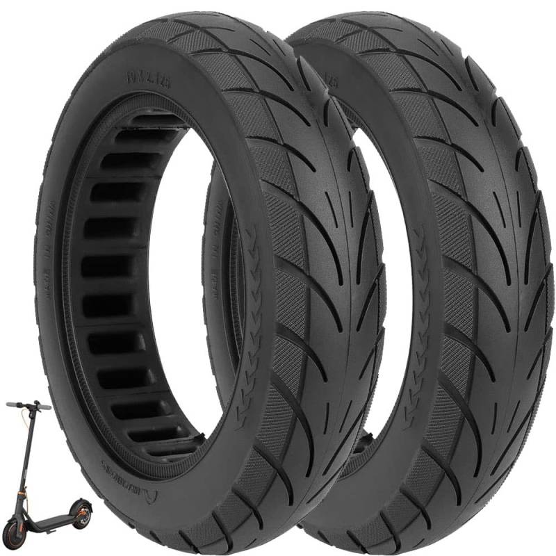 VOLOHAS 10x2,125 Vollreifen 250x54 Solide Reifen für Xiaomi 4Pro/4Lite/Ninebot uifi/F20d/F30d/F40d/F40E Elektroroller 10 Zoll Vollgummireifen Ersatzräder Wabenreifen Anti-Rutsch Pannensicher (2 Stück) von VOLOHAS