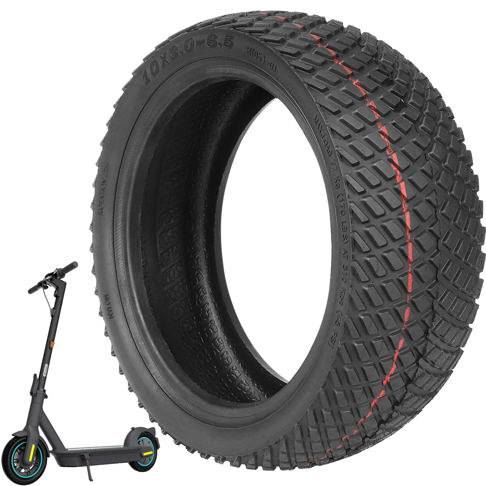 VOLOHAS 10 * 3,0-6,5 Schlauchloser Reifen 10 Zoll Tubeless Reifen für Ninebot Max G30/Max G30D/Max G30D2 Roller Zubehör 60/70-6,5 Explosionsgeschützte Verdickte Straßenreifen Ersatzräder (1 Stück) VOLOHAS 10 * 3,0-6,5 Schlauchloser Reifen 10 Zoll Tubeless Reifen für Ninebot Max G30/Max G30D/Max G30D2 Roller Zubehör 60/70-6,5 Explosionsgeschützte Verdickte Straßenreifen Ersatzräder (1 Stück) von VOLOHAS