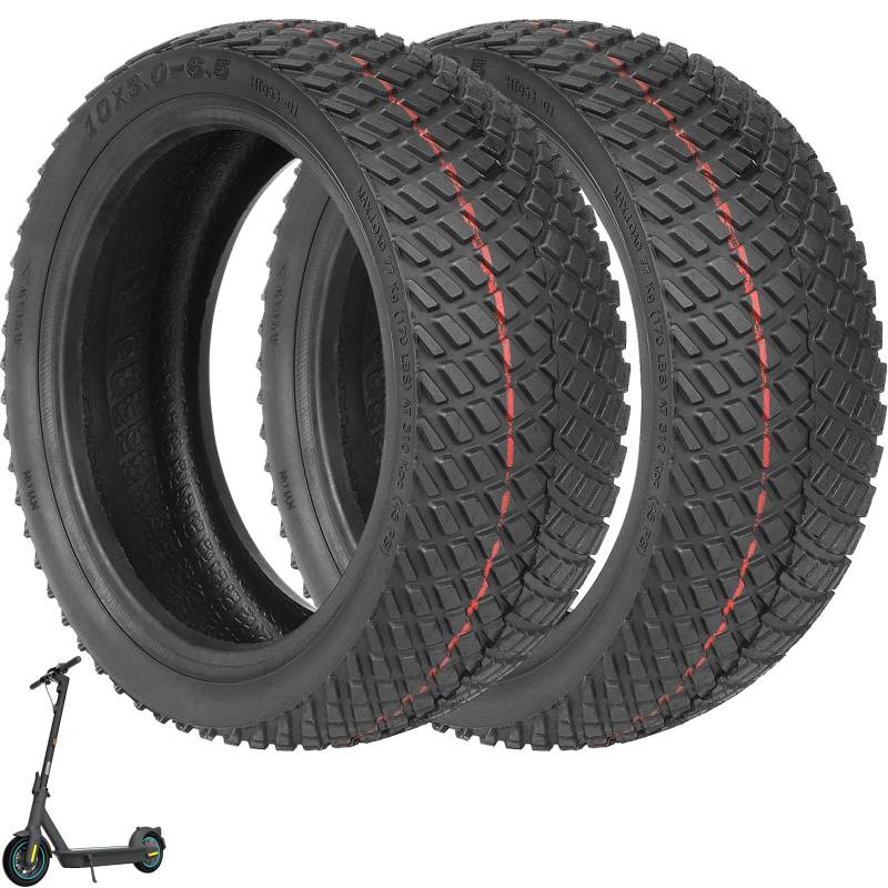 VOLOHAS 60/70-6,5 Tubeless Reifen für Ninebot Max G30/G30D/G30D2 Elektroroller 10x3,0-6,5 Schlauchloser Reifen 10 Zoll Zubehör Explosionsgeschützte Verdickte Straßenreifen Ersatzräder (2 Stück) von VOLOHAS