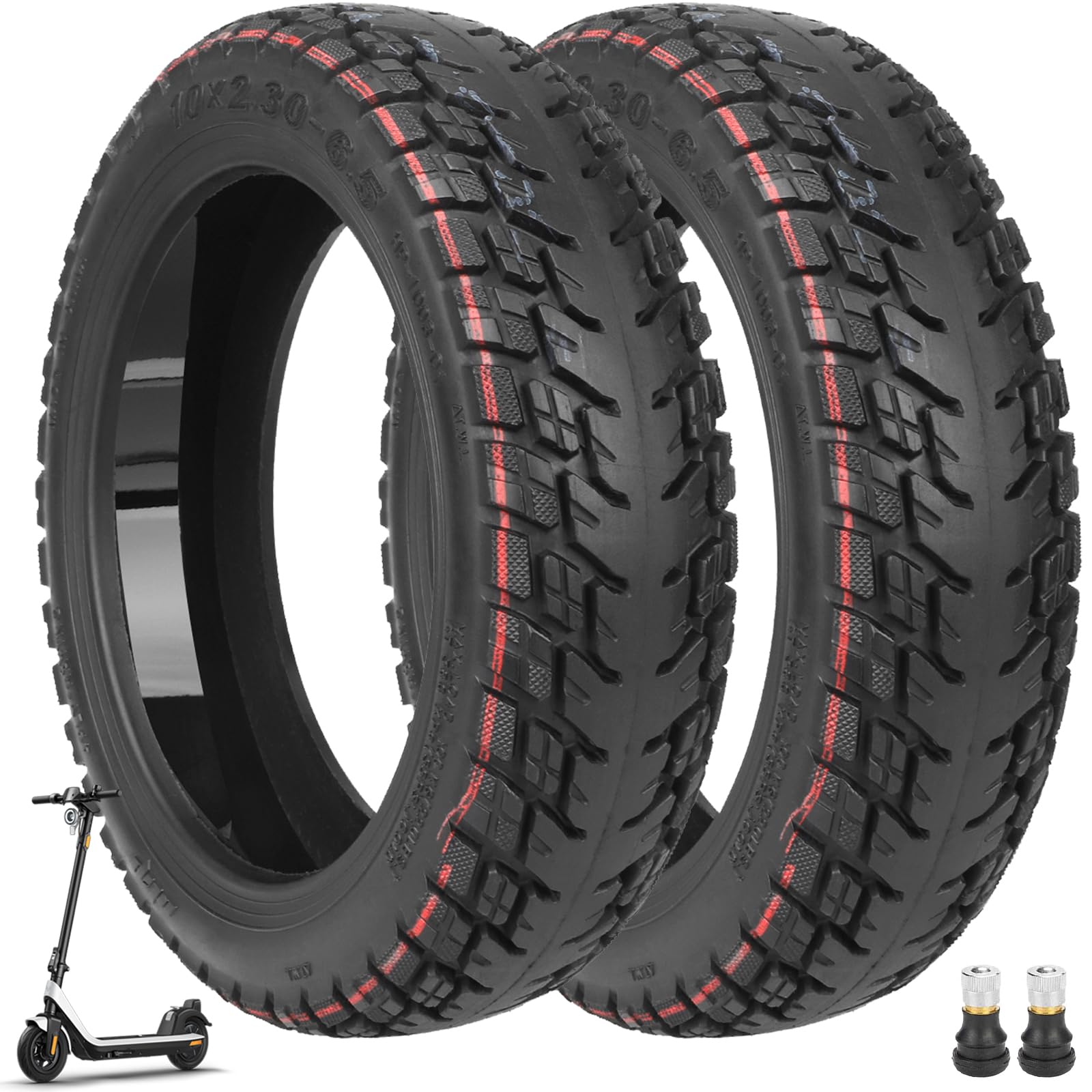 VOLOHAS 10 Zoll Offroad Reifen 10x2,30-6,5 Tubeless Reifen für NIU KQi2/KQi2 Pro Elektroroller Vorne/Hinten Verschleißfester Vakuumreifen Ersatzräder Selbst Reparierbar Pannensicher (2 Stück) von VOLOHAS