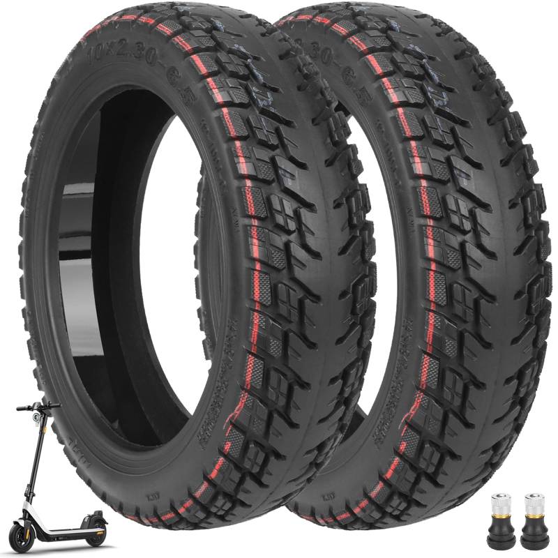VOLOHAS 10 Zoll Offroad Reifen 10x2,30-6,5 Tubeless Reifen für NIU KQi2/KQi2 Pro Elektroroller Vorne/Hinten Verschleißfester Vakuumreifen Ersatzräder Selbst Reparierbar Pannensicher (2 Stück) von VOLOHAS