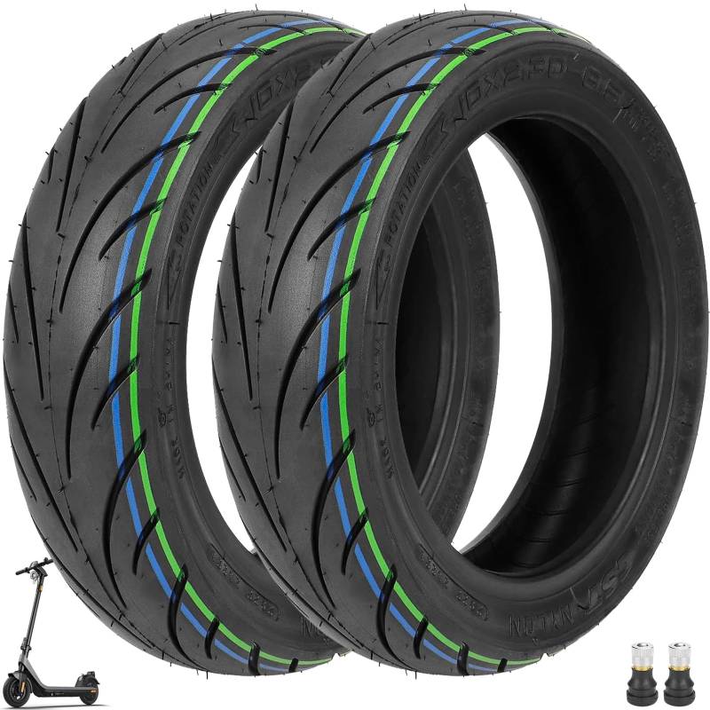 VOLOHAS 10-Zoll-Vakuumreifen für NIU KQi2/KQi2 Pro Elektroroller 10 * 2,3-6,5 Spezielle explosionsgeschützte schlauchlose Reifen vorne/hinten Außenreifen Stoßdämpfender Radersatz (2 Stück) von VOLOHAS