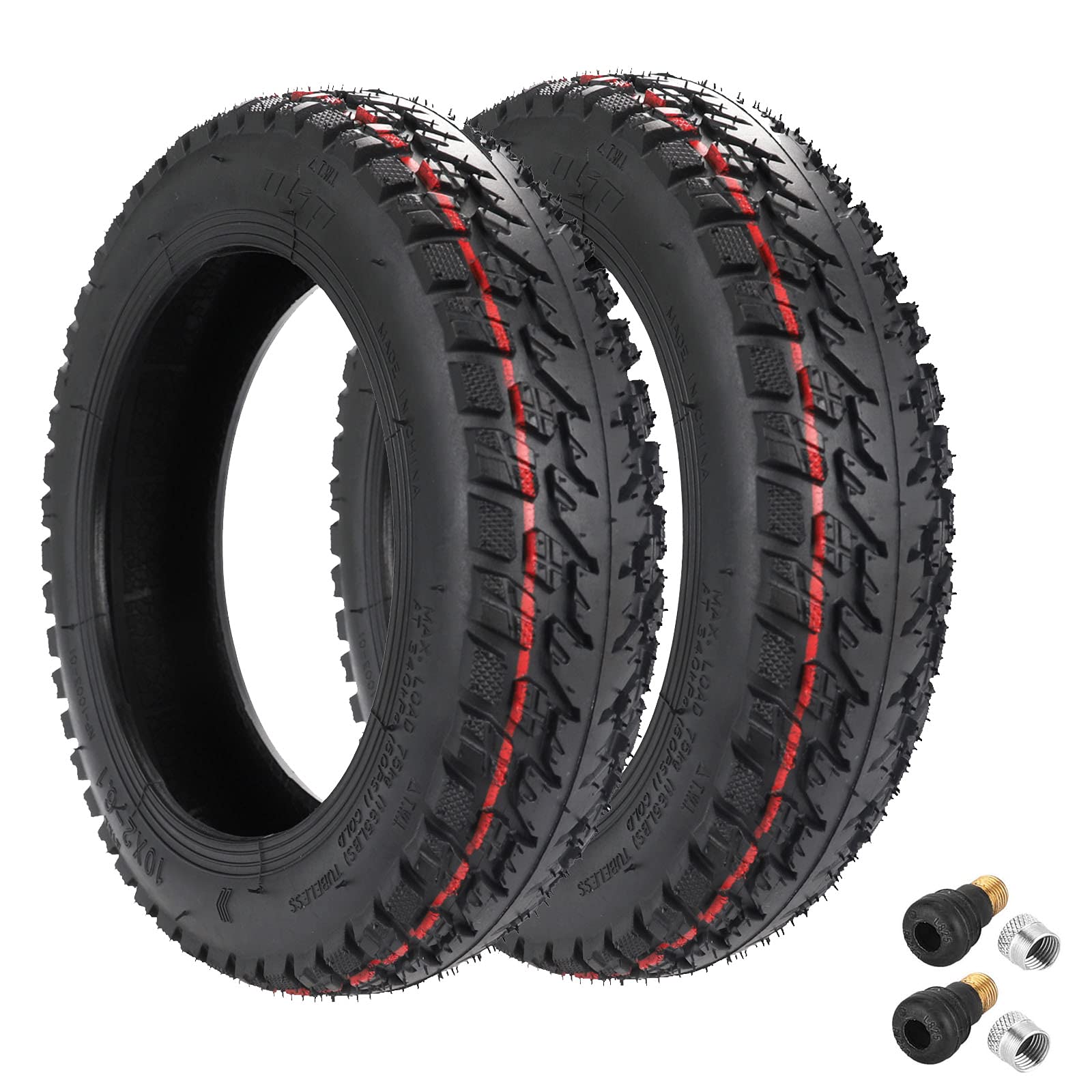 VOLOHAS 10x2-6,1 Off-Road Tubeless Reifen für Xiaomi M365/PRO/PRO 2 Vakuumreifen rutschfest Explosionsgeschützt Verschleißfest Starker Grip Geräuscharmer 10-Zoll Elektroroller Ersatzräder (1 PCS) von VOLOHAS