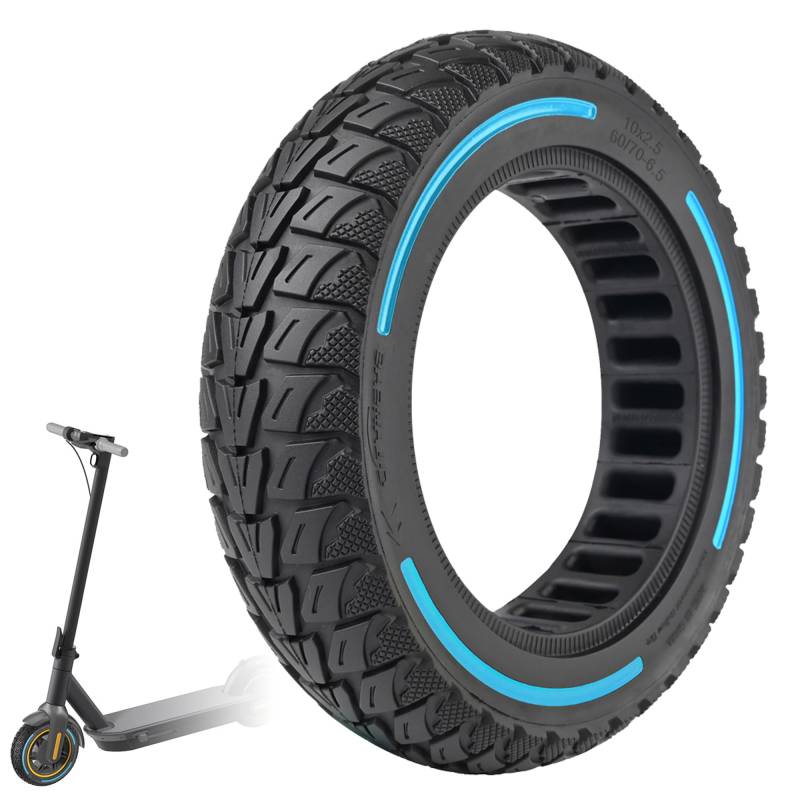 VOLOHAS 60/70-6,5 Vollgummireifen 10 Zoll Solide Reifen für Xiaomi 5/5 Pro/5 Max, für Ninebot Max G30/Max G30D/Max G30D2 Elektroroller Ersatzreifen Vollreifen Anti-Rutsch Pannensicher (Blau 1 Stück) von VOLOHAS