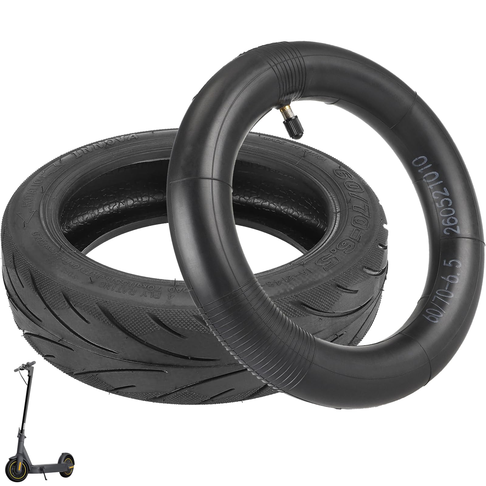 VOLOHAS 60/70-6,5 Schlauchloser Reifen für Xiaomi 5/5 Pro/5 Max, Tubeless Reifen mit Doppelte Stärke Schlauch für Ninebot Max G30/G30D/G30D2 Elektroroller Explosionsgeschützte Straßenreifen (1 Satz) VOLOHAS 60/70-6,5 Schlauchloser Reifen für Xiaomi 5/5 Pro/5 Max, Tubeless Reifen mit Doppelte Stärke Schlauch für Ninebot Max G30/G30D/G30D2 Elektroroller Explosionsgeschützte Straßenreifen (1 Satz) von VOLOHAS