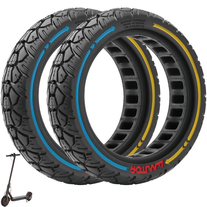 VOLOHAS 8,5×2,0(230×50) Vollgummireifen 8 2/1x2,0 Ersatzreifen 8,5 Zoll Solide Reifen für Xiaomi M365 1S,Pro/Gotrax XR Elektroroller Ersatzreifen Vollreifen Anti-Rutsch Pannensicher (Bunt 2 PCS) von VOLOHAS