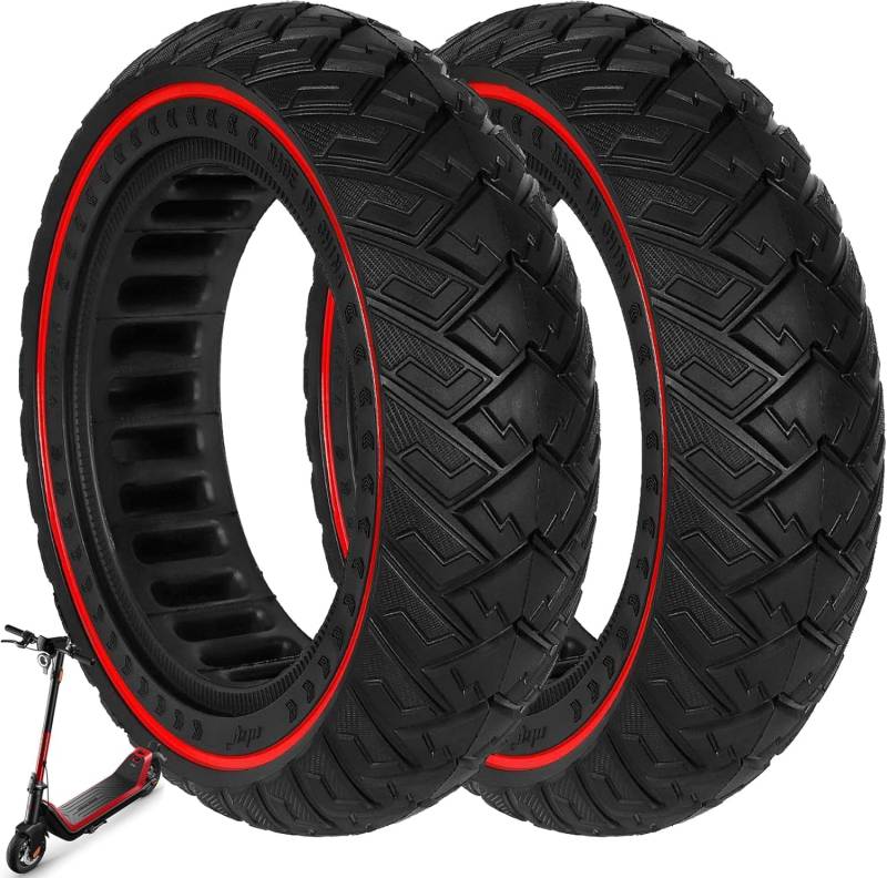 VOLOHAS 8.5 x 3 Vollgummireifen 8,5 x 3 Ersatzräder 8 1/2x3 Solide Reifen für KUKIRIN G2 Pro/Zero 9/Vsett 8/9/9+/Inokim Light 2//Kugoo Kirin X1 Elektroroller Vollreifen Pannensicher (Rot 2 Stück) von VOLOHAS
