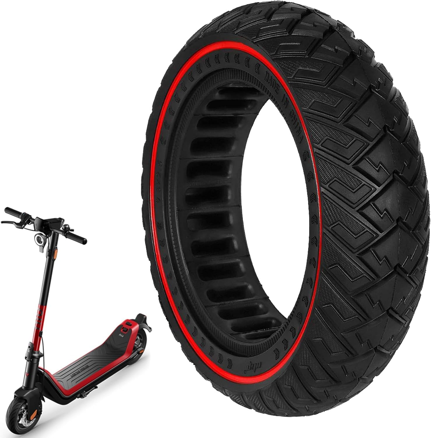 VOLOHAS 8.5 x 3 vollgummireifen 8,5 x 3 Ersatzräder 8 1/2x3 Solide Reifen für KUKIRIN G2 Pro/Zero 9/Vsett 8/9/9+/Inokim Light 2//Kugoo Kirin X1 Elektroroller Vollreifen Pannensicher (Rot 1 Stück) von VOLOHAS
