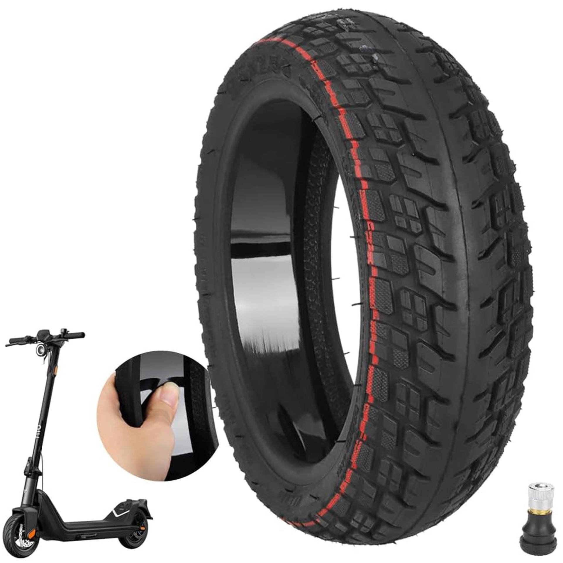 VOLOHAS 9,5 Zoll Offroad Reifen 9.5 * 2.50 Tubeless Reifen für NIU KQi3/Pro/Max Elektroroller Zubehör Vorne/Hinten Verschleißfester Vakuumreifen Ersatzräder Selbst Reparierbar Pannensicher (1 Stück) VOLOHAS 9,5 Zoll Offroad Reifen 9.5 * 2.50 Tubeless Reifen für NIU KQi3/Pro/Max Elektroroller Zubehör Vorne/Hinten Verschleißfester Vakuumreifen Ersatzräder Selbst Reparierbar Pannensicher (1 Stück) von VOLOHAS