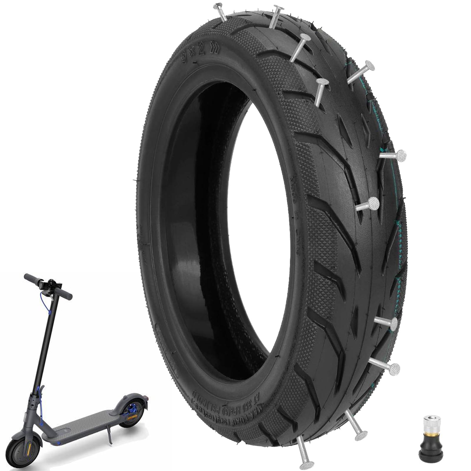 VOLOHAS 9 Zoll Tubeless Reifen für Xiaomi M365 1S Pro MI3/Ninebot E22 E25 E45/Odys Pax/Okai Neon Elektroroller Verschleißfester Vakuumreifen 9x2 Ersatzräder Selbst Reparierbar Pannensicher (1 Stück) VOLOHAS 9 Zoll Tubeless Reifen für Xiaomi M365 1S Pro MI3/Ninebot E22 E25 E45/Odys Pax/Okai Neon Elektroroller Verschleißfester Vakuumreifen 9x2 Ersatzräder Selbst Reparierbar Pannensicher (1 Stück) von VOLOHAS