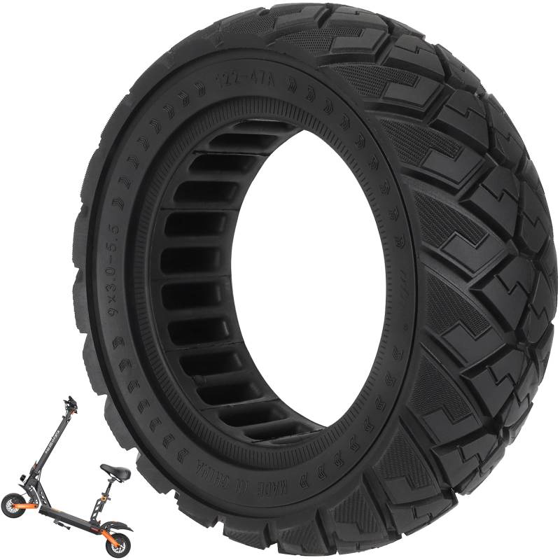 VOLOHAS 9x3,0-5,5 Vollreifen für Kukirin G2 pro, Zero 10X, Dualtron Eagle Pro Elektroroller Ersatzreifen Vollgummireifen Anti-Rutsch Off-Road Solide Reifen Pannensicher (1 Stück) von VOLOHAS