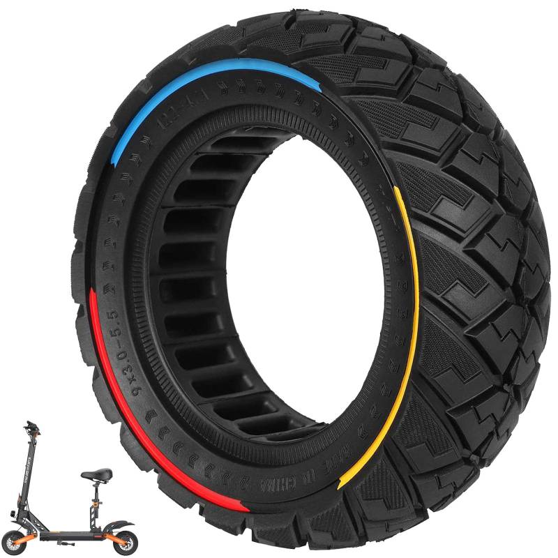 VOLOHAS 9x3,0-5,5 Vollreifen für Kukirin G2 pro, Zero 10X, Dualtron Eagle Pro Elektroroller Ersatzreifen Vollgummireifen Anti-Rutsch Off-Road Solide Reifen Pannensicher (Bunt 1 Stück) von VOLOHAS