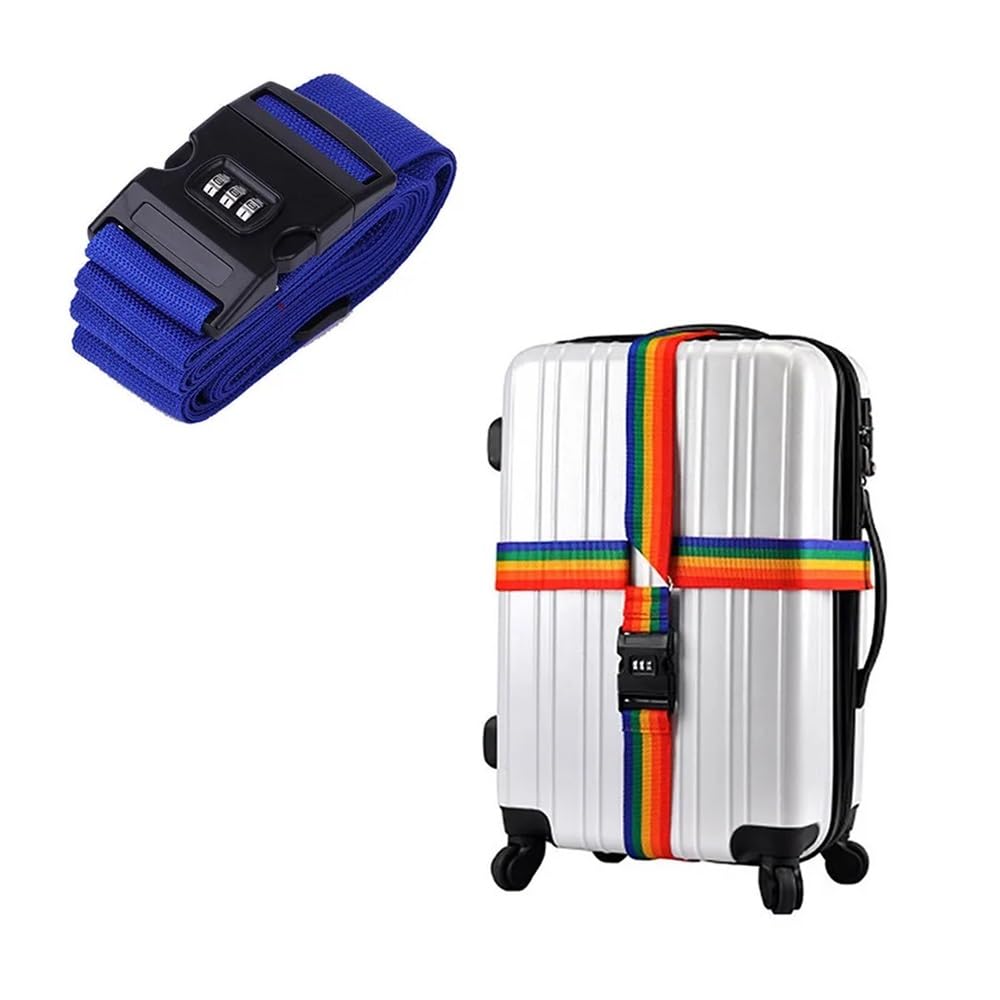VONCYKI Cipher Lock Gepäckgurte, verstellbar, Reisekoffer-Schnalle, Gepäckgurt, Reisezubehör, Koffer, Verpackung, Sicherheitsgurte (blauer Gurt) von VONCYKI
