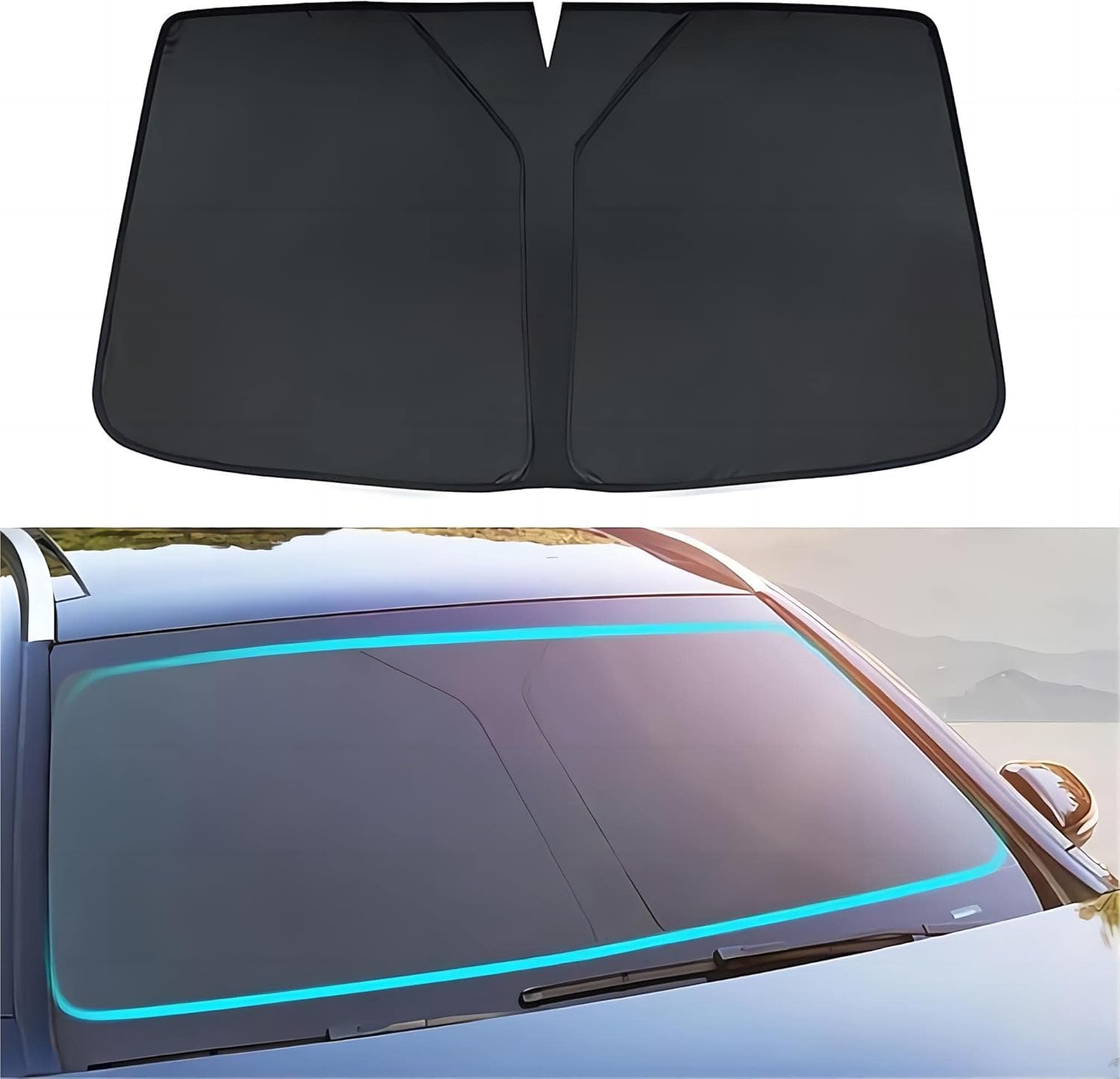 Auto Windschutzscheibe Sonnenschutz für BWM X3 X4 X5 X6 X7, Tragbarer Blockiert UV-Strahlen Sonnenblende Faltbar Zubehör für Auto-Sonnenschutz,A Black Auto Windschutzscheibe Sonnenschutz für BWM X3 X4 X5 X6 X7, Tragbarer Blockiert UV-Strahlen Sonnenblende Faltbar Zubehör für Auto-Sonnenschutz,A Black von VOOIV