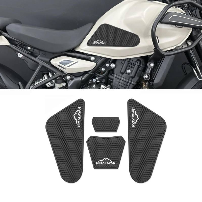 FOR VORILES Himalayan 450 2024 2025 Schwarz Gummi Sportlich Motorrad-Kraftstofftank-Aufkleber Aufkleber Motorrad-Aufkleber von VORILES