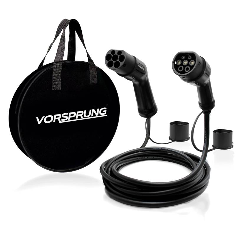 VORSPRUNG® Rapid EV-Ladekabel, Typ 2, 10 m, 32 A, 7,68 kW, für Elektro- und Plug-in-Hybrid-Fahrzeuge, inkl. Tragetasche von VORSPRUNG