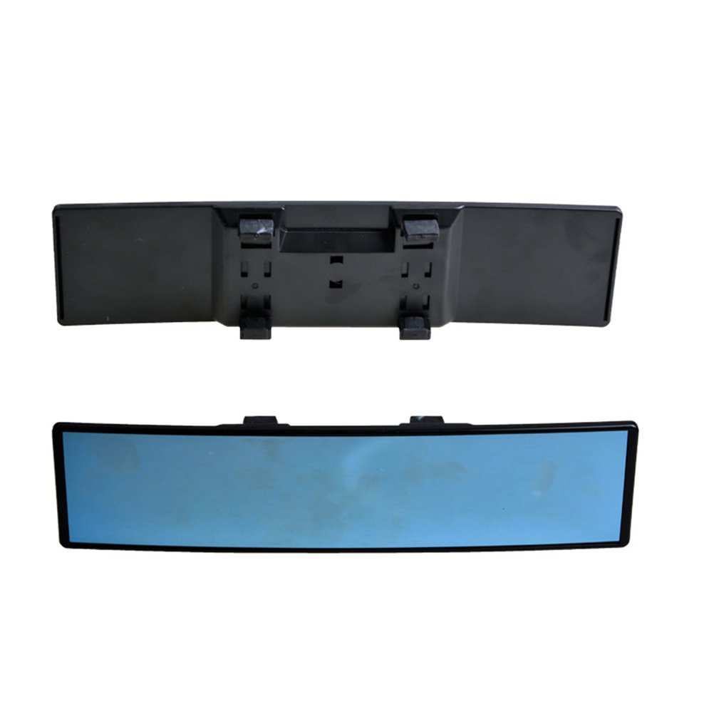 Auto Rückspiegel Weitwinkel Blau Glas Panorama Blendschutz Innenspiegel Large Vision 280mm Gebogener Spiegel (Schwarz) von VOSAREA