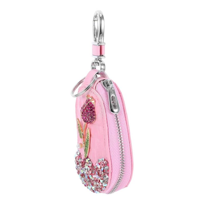 VOSAREA Strass Autoschlüssel Schutztasche Bling Rose Blume Autoschlüssel Tasche Hülle Schlüsselanhänger Halter Abdeckung Autoschlüssel Aufbewahrungstasche Autoschlüssel Schutzhülle von VOSAREA