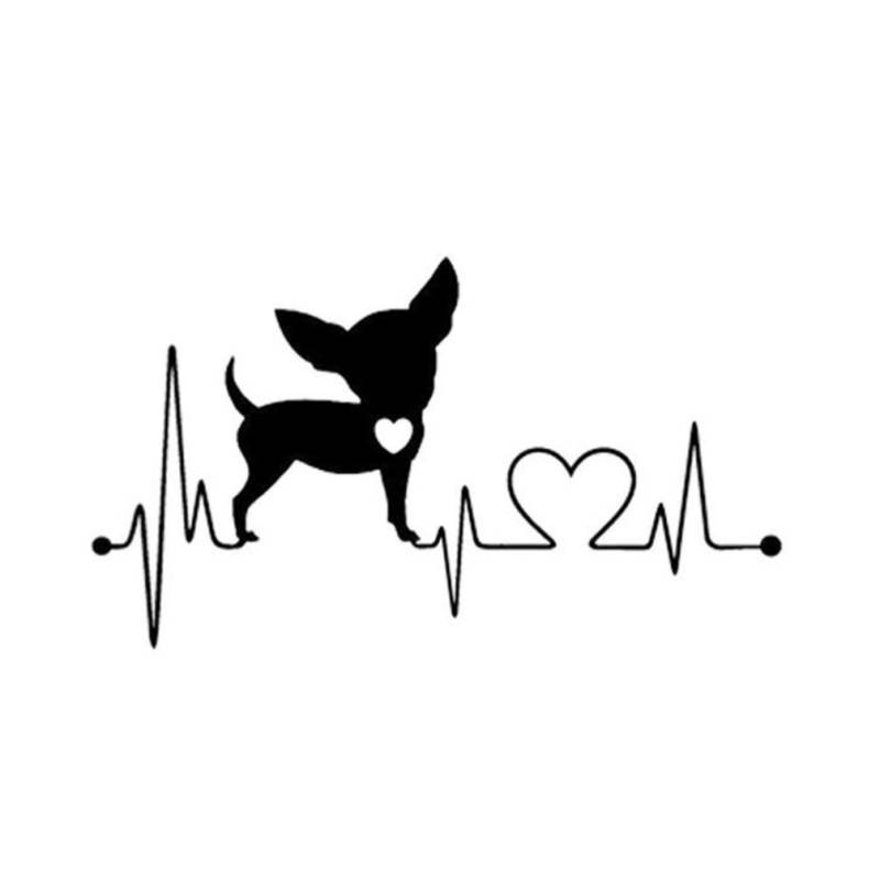 Vosarea Wasserdichte Herzschlag Lebensader Monitor Chihuahua Dog Aufkleber Vinyl Auto dekorative Aufkleber (weiß) (Schwarz) von VOSAREA